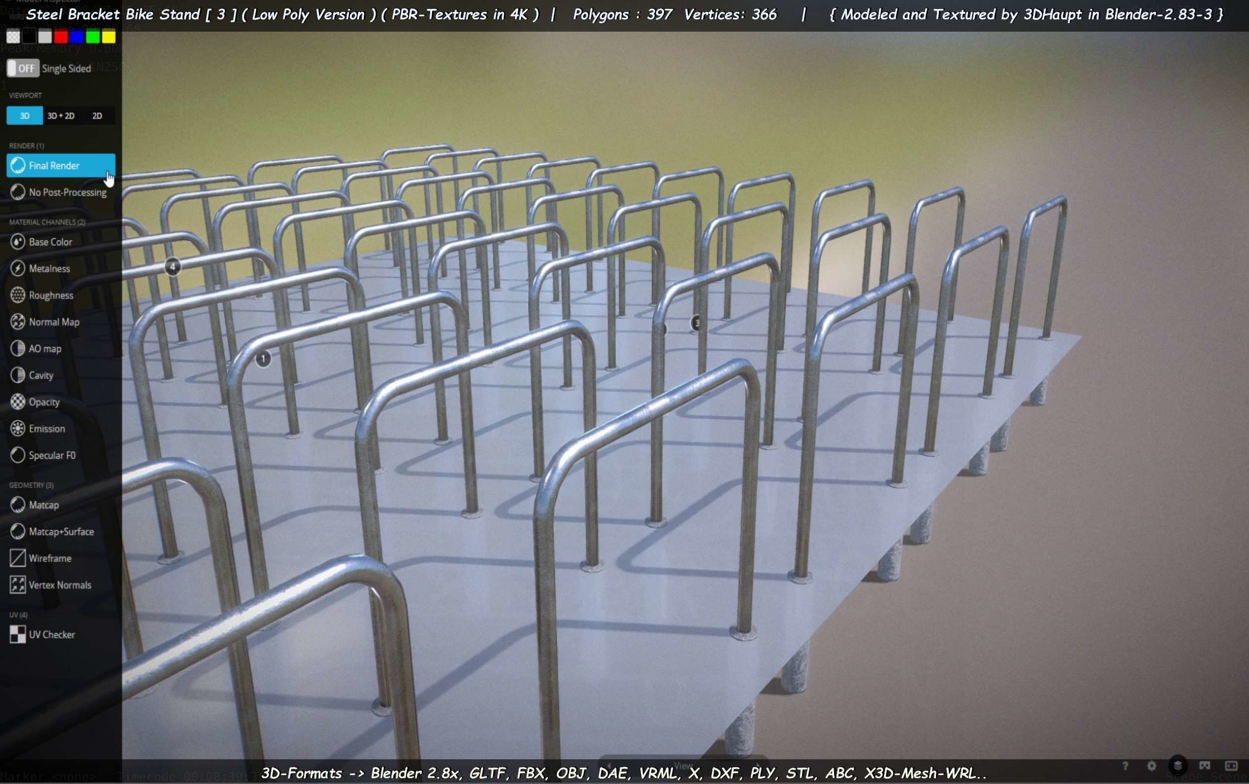 Steel Bracket Bike Stand -3- Low-Poly Version Low-poly 3D model_65