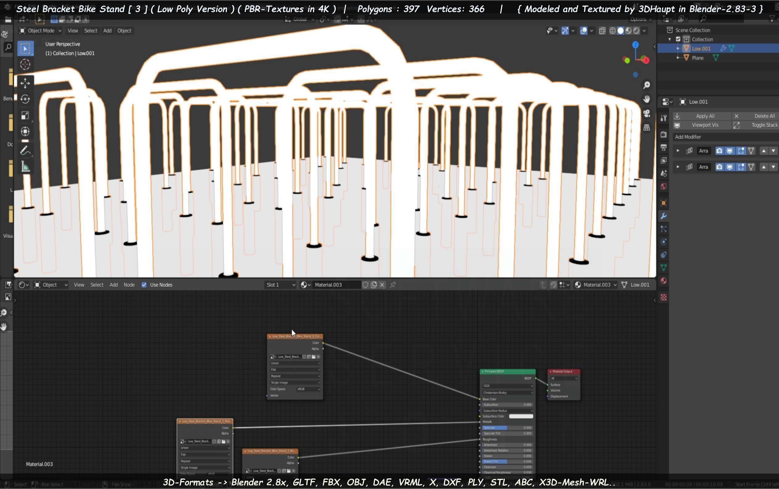 Steel Bracket Bike Stand -3- Low-Poly Version Low-poly 3D model_48