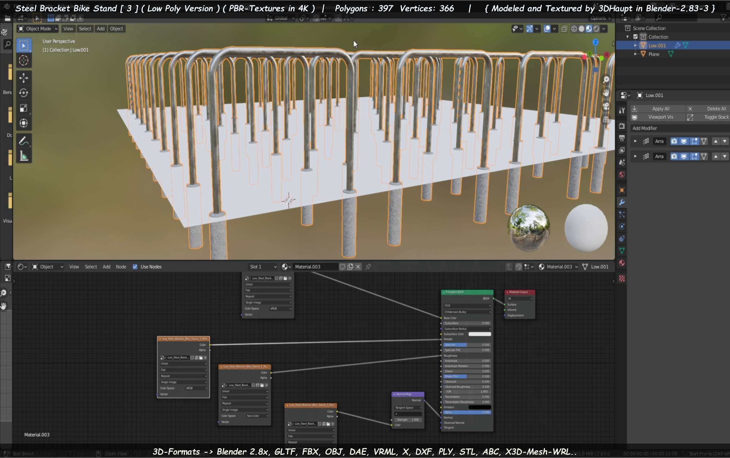 Steel Bracket Bike Stand -3- Low-Poly Version Low-poly 3D model_90