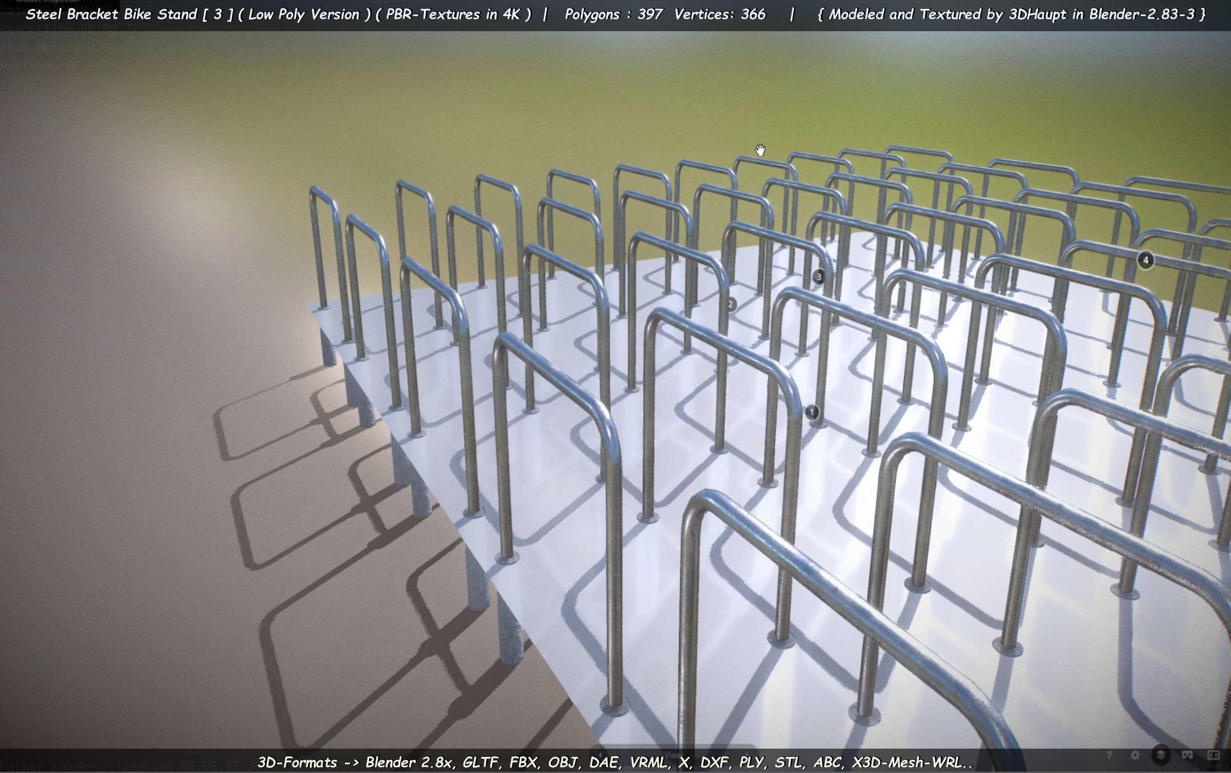 Steel Bracket Bike Stand -3- Low-Poly Version Low-poly 3D model_32