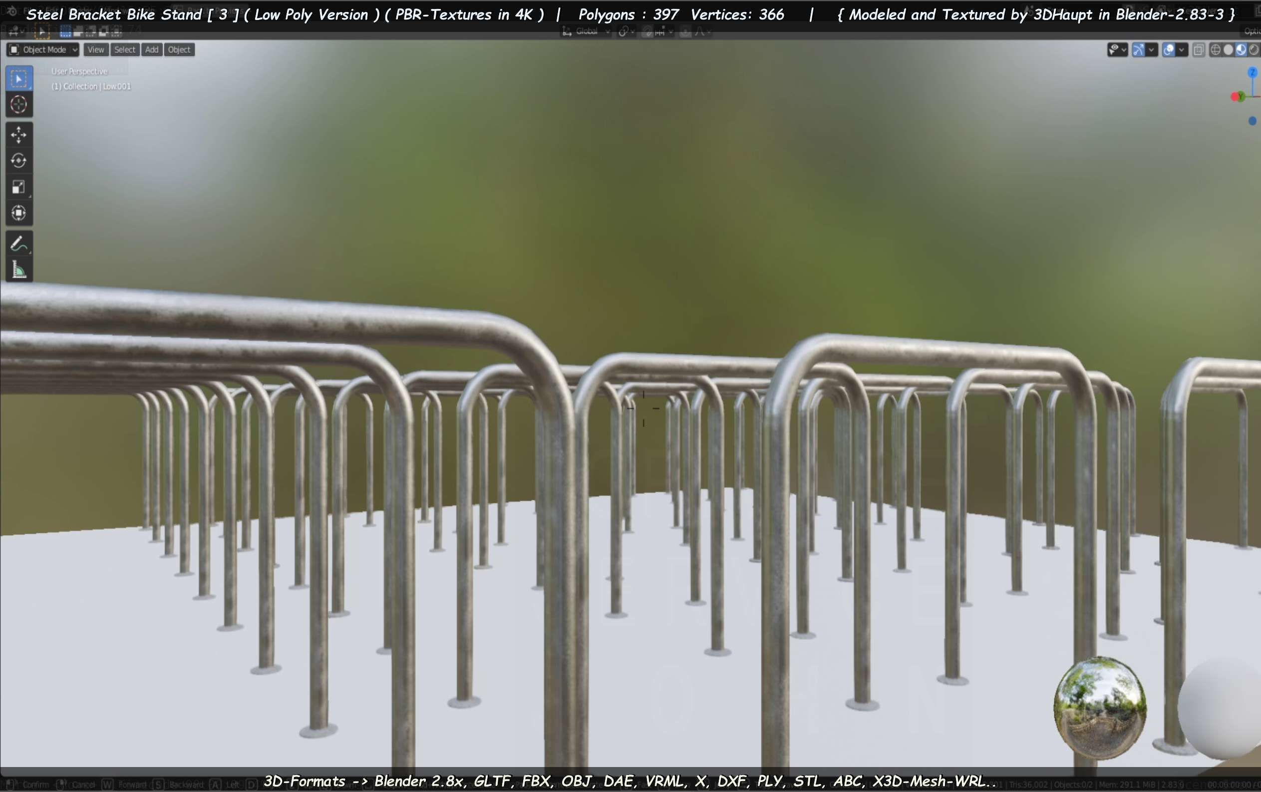 Steel Bracket Bike Stand -3- Low-Poly Version Low-poly 3D model_95