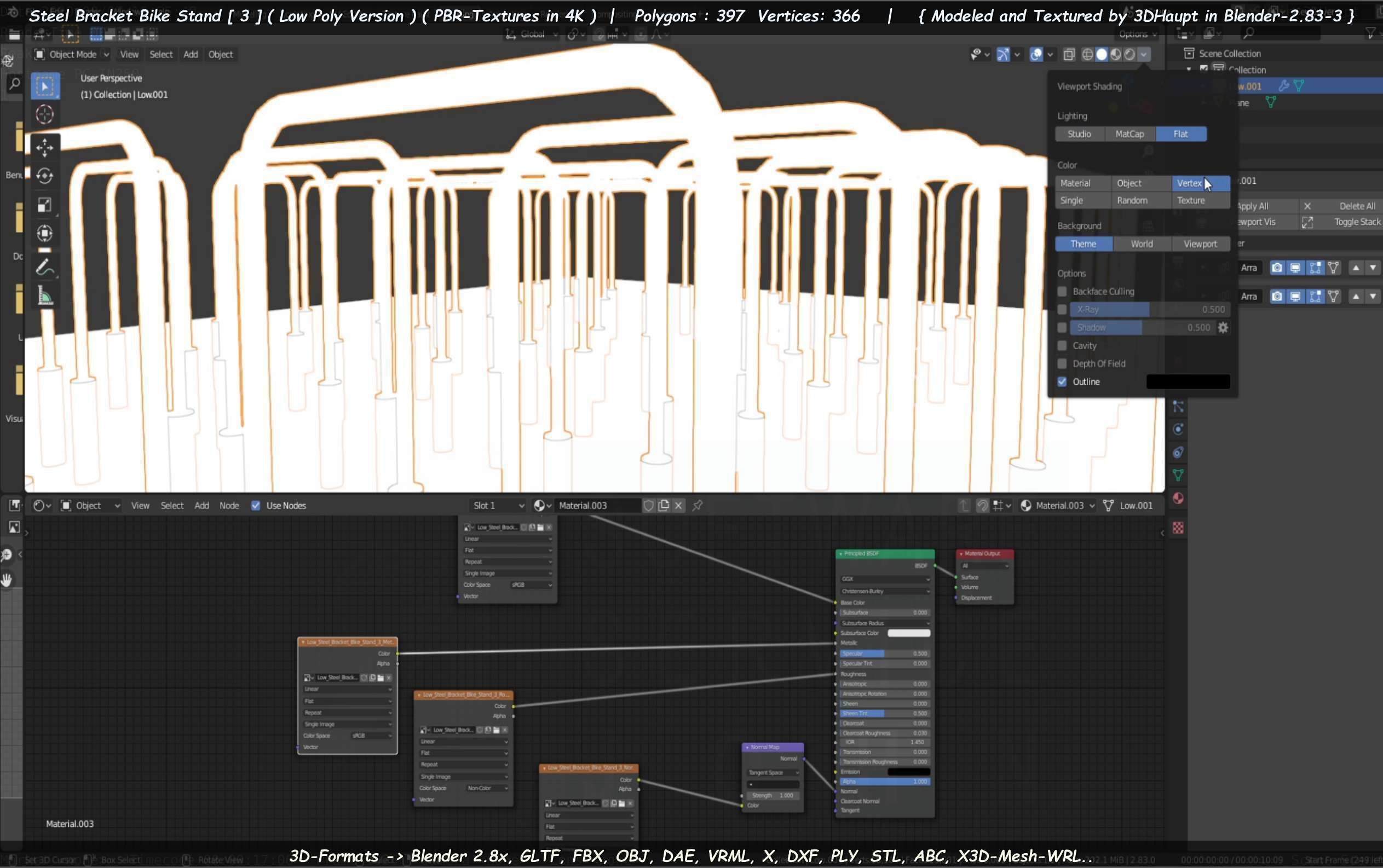 Steel Bracket Bike Stand -3- Low-Poly Version Low-poly 3D model_114