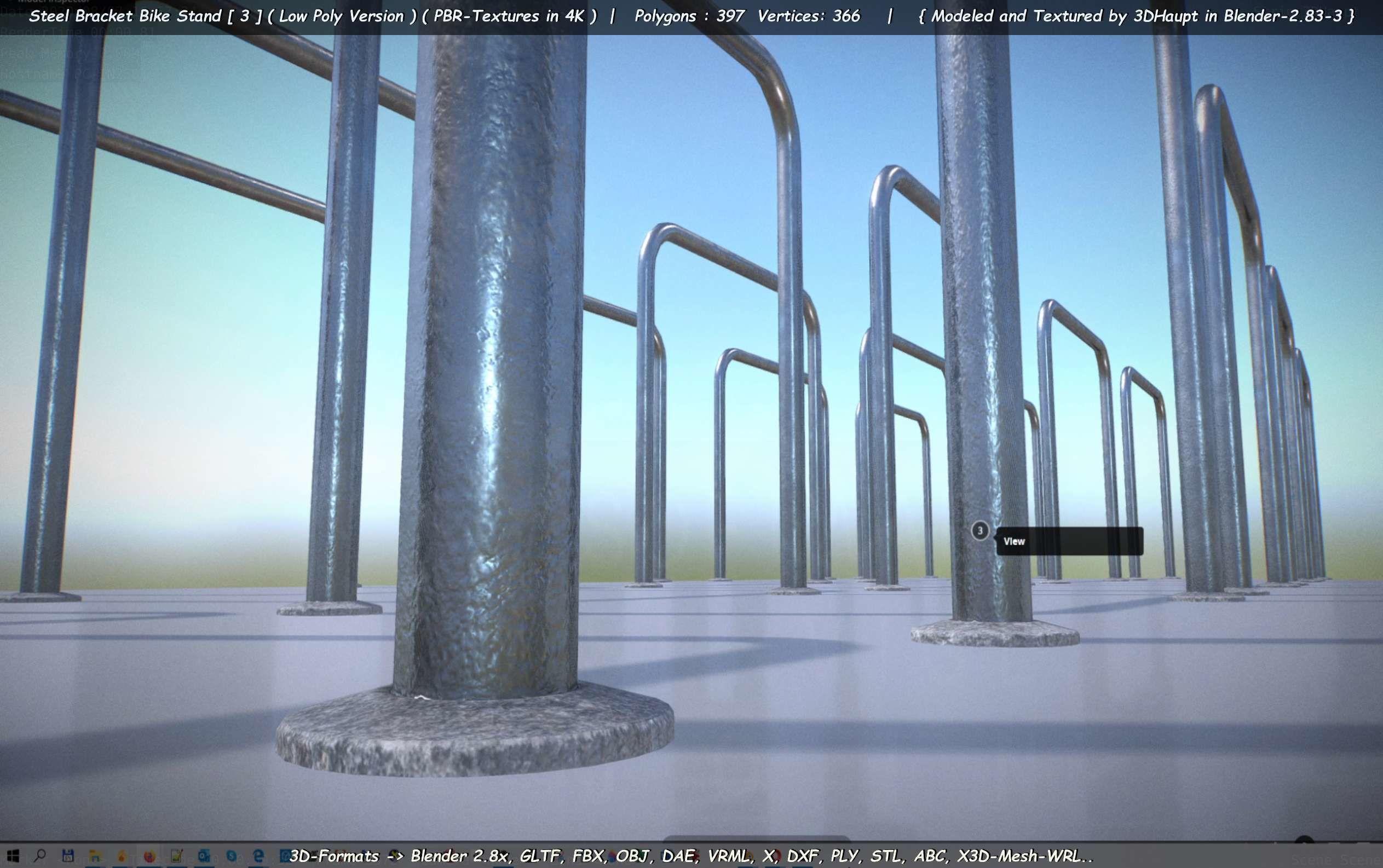 Steel Bracket Bike Stand -3- Low-Poly Version Low-poly 3D model_68