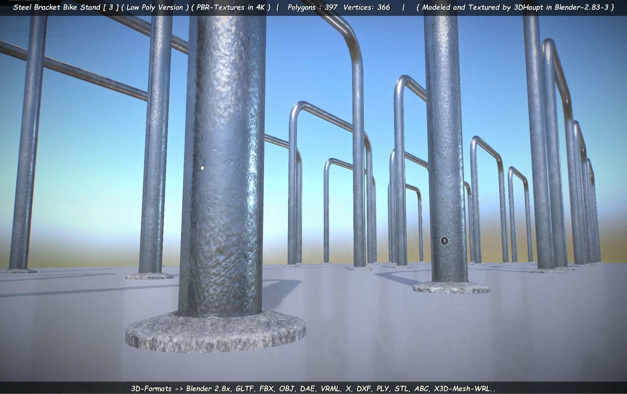 Steel Bracket Bike Stand -3- Low-Poly Version Low-poly 3D model_73