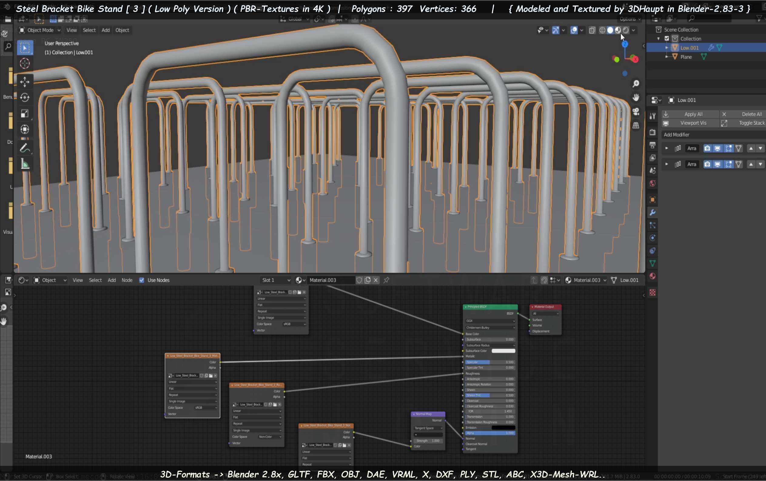 Steel Bracket Bike Stand -3- Low-Poly Version Low-poly 3D model_111