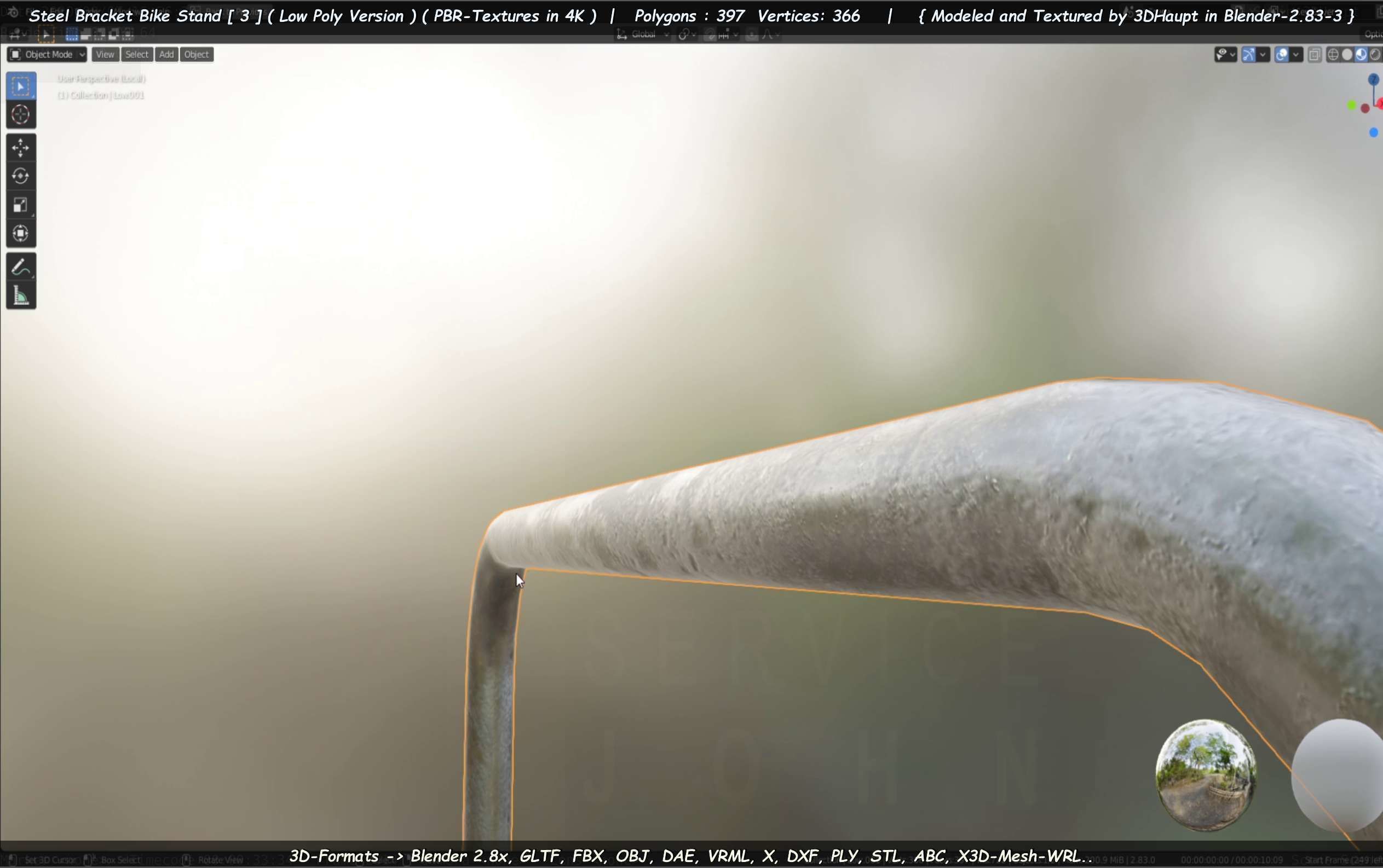 Steel Bracket Bike Stand -3- Low-Poly Version Low-poly 3D model_52