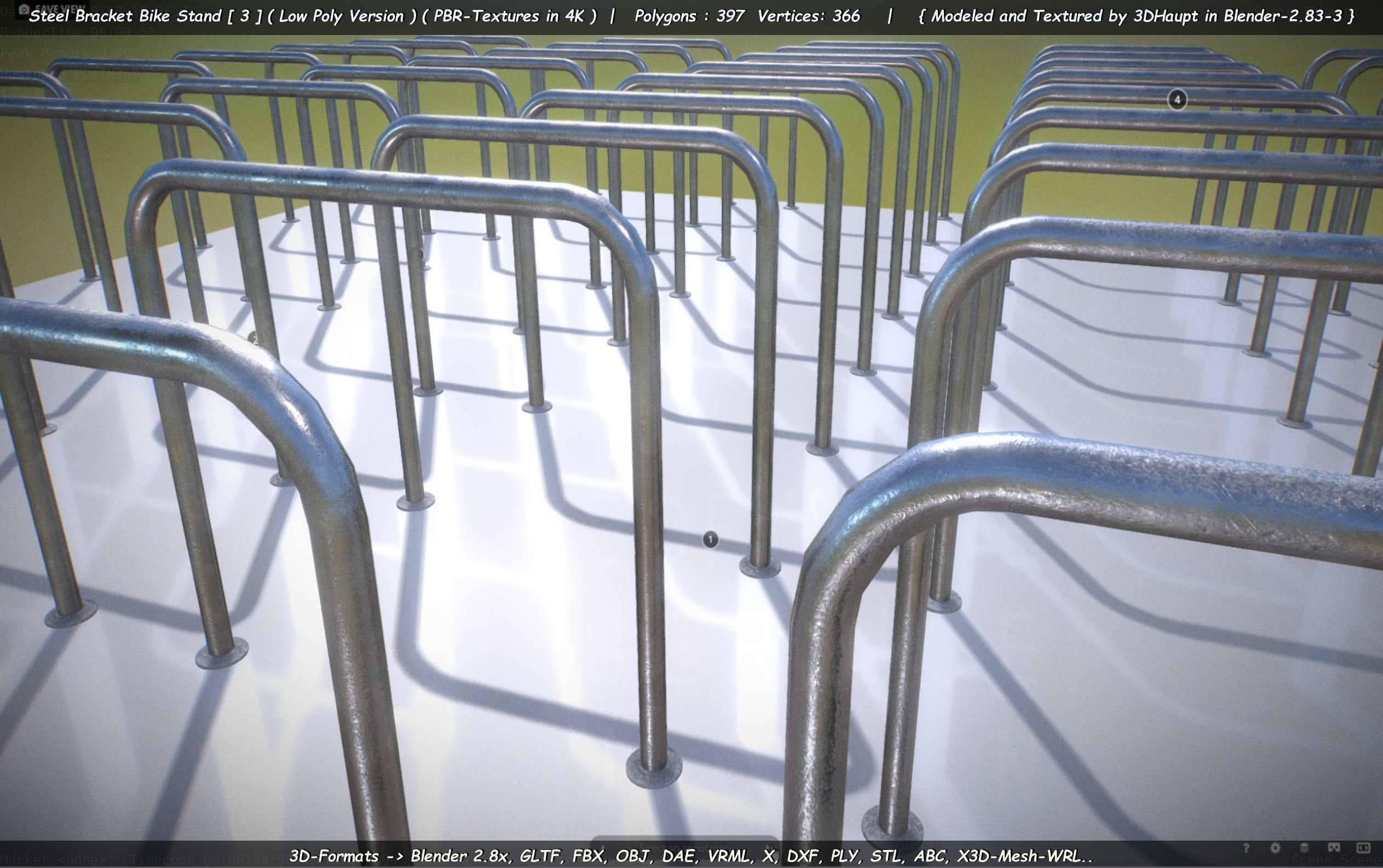 Steel Bracket Bike Stand -3- Low-Poly Version Low-poly 3D model_55