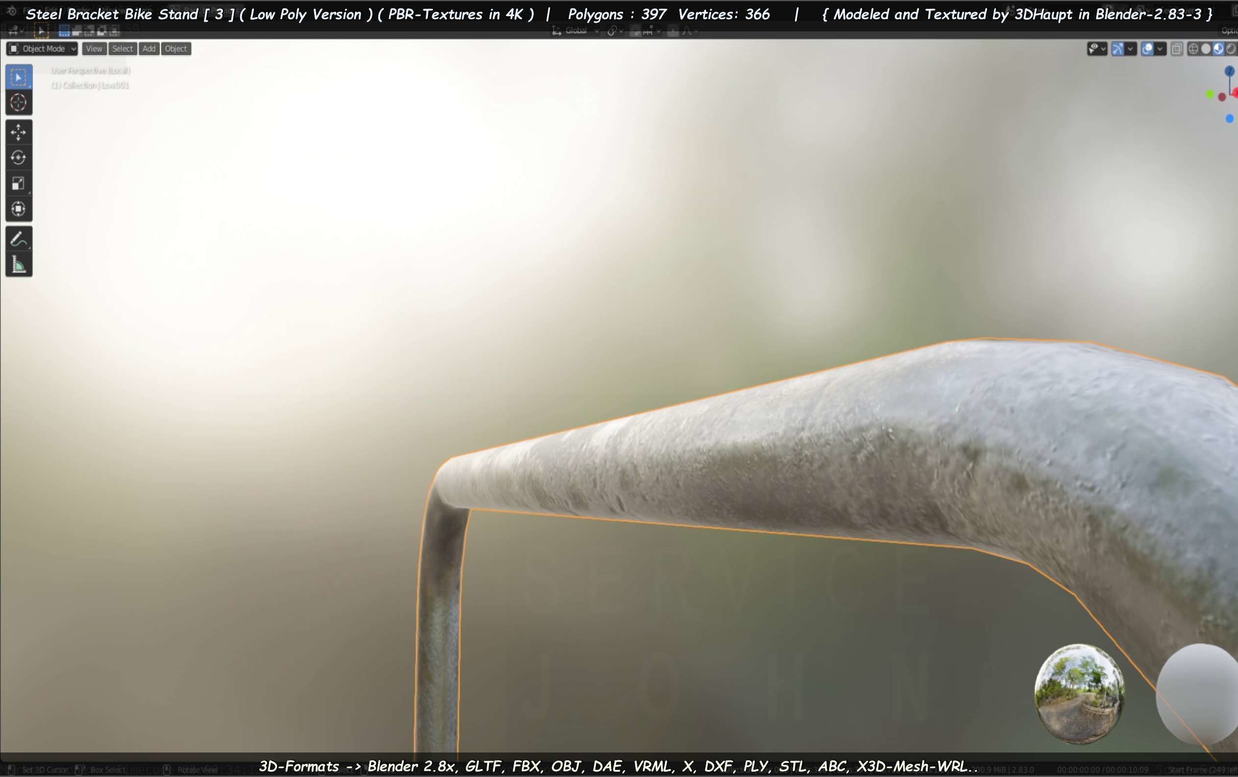 Steel Bracket Bike Stand -3- Low-Poly Version Low-poly 3D model_53