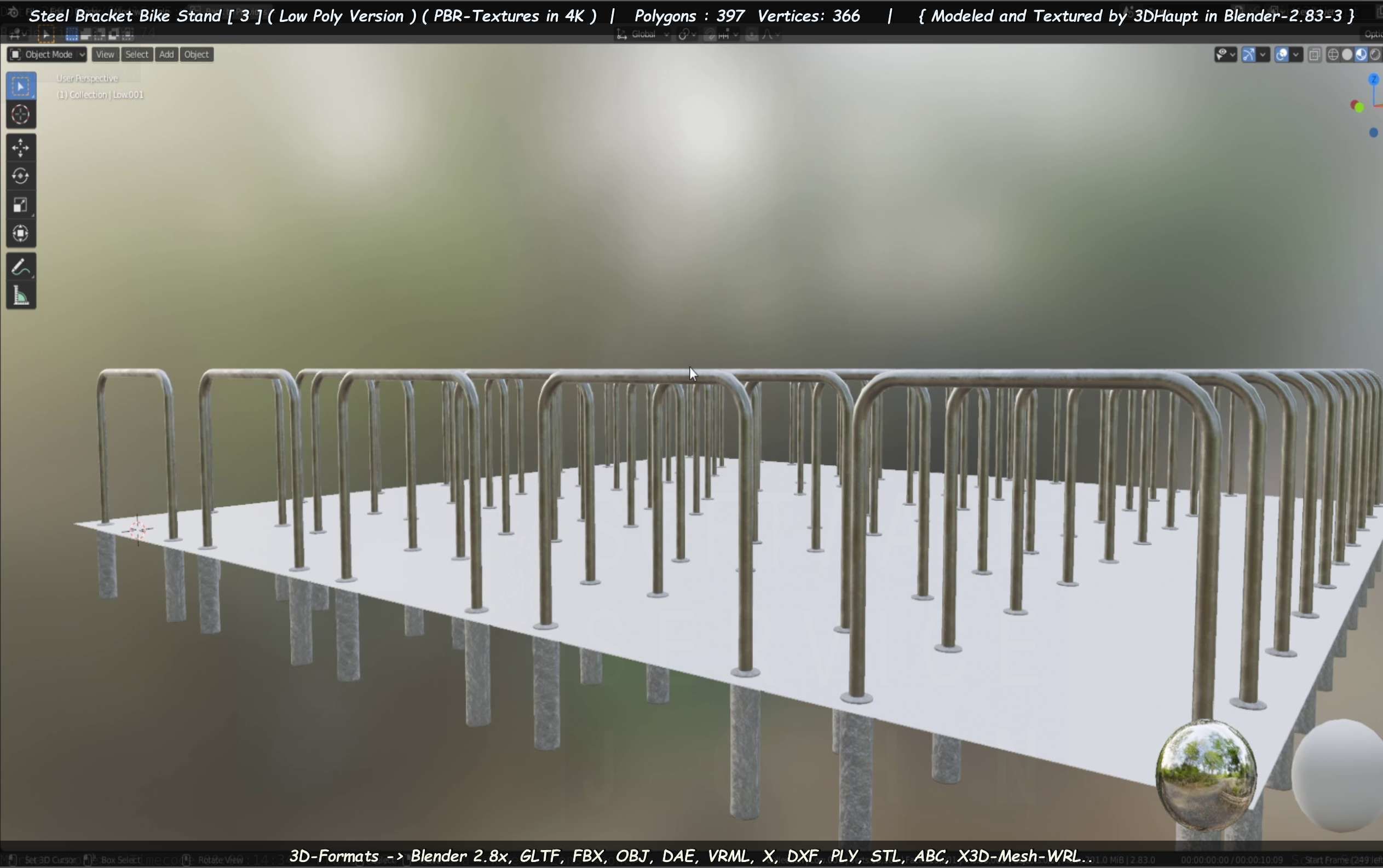 Steel Bracket Bike Stand -3- Low-Poly Version Low-poly 3D model_107