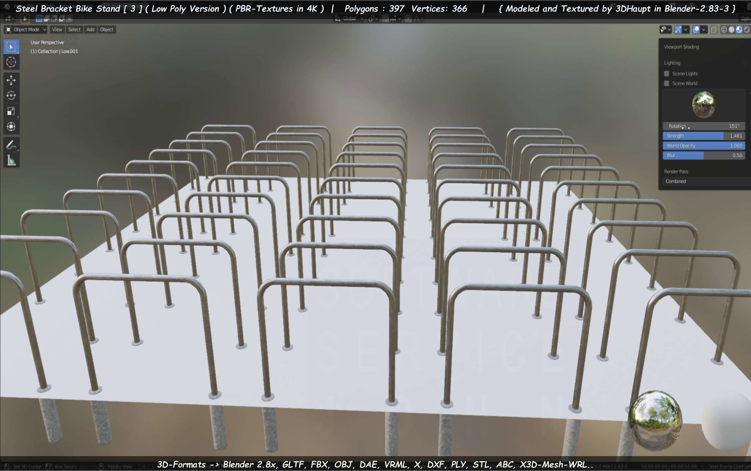 Steel Bracket Bike Stand -3- Low-Poly Version Low-poly 3D model_108