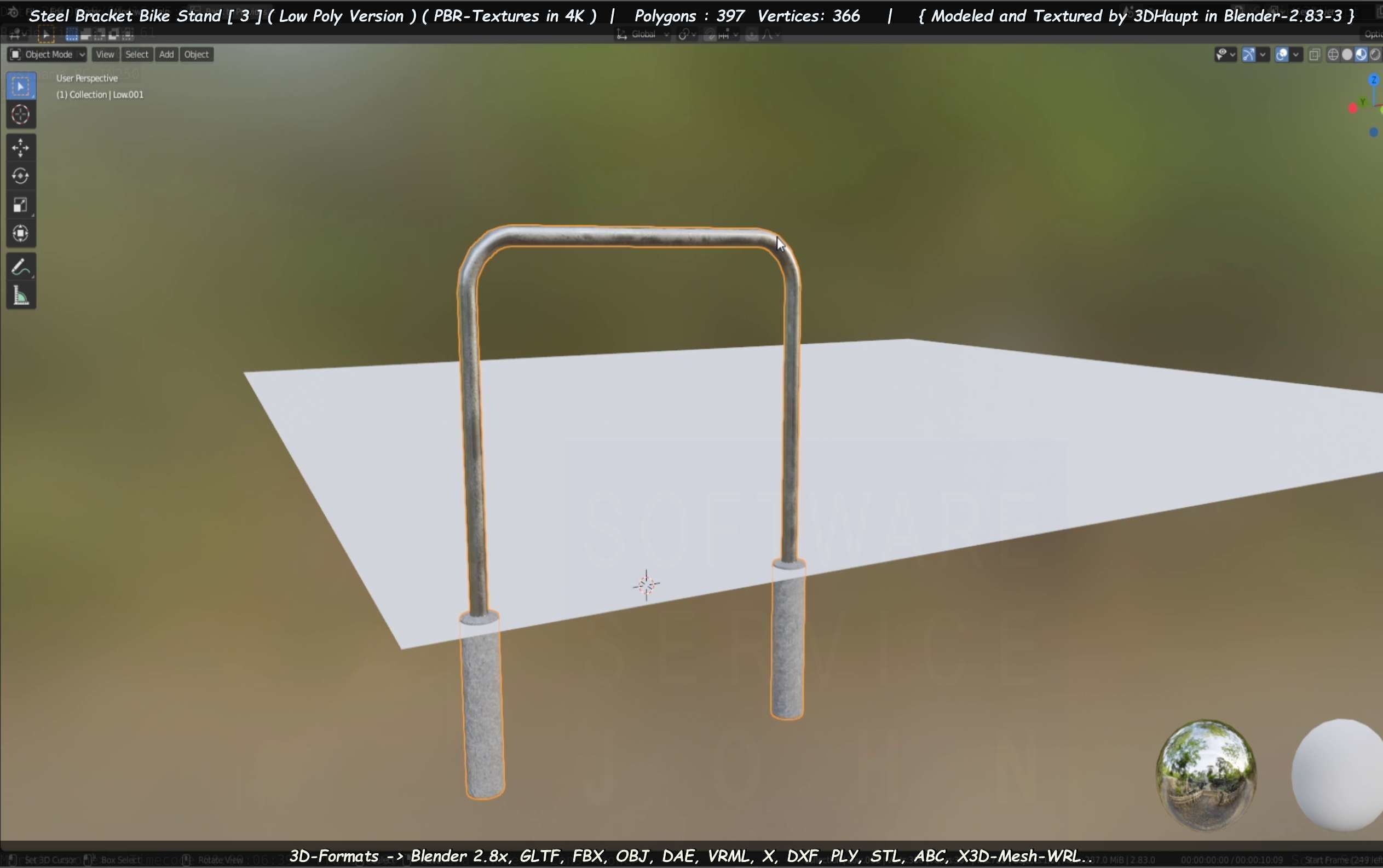 Steel Bracket Bike Stand -3- Low-Poly Version Low-poly 3D model_89