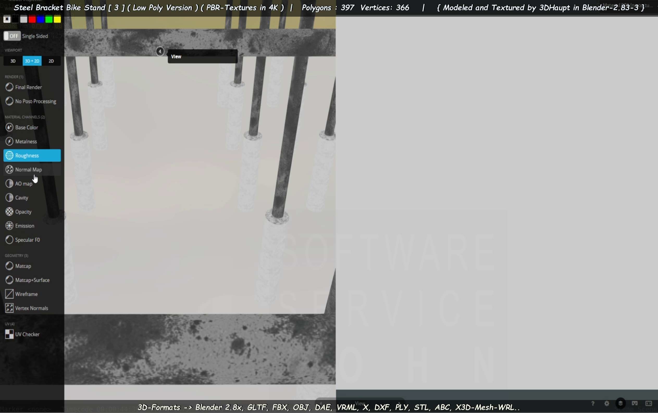 Steel Bracket Bike Stand -3- Low-Poly Version Low-poly 3D model_29