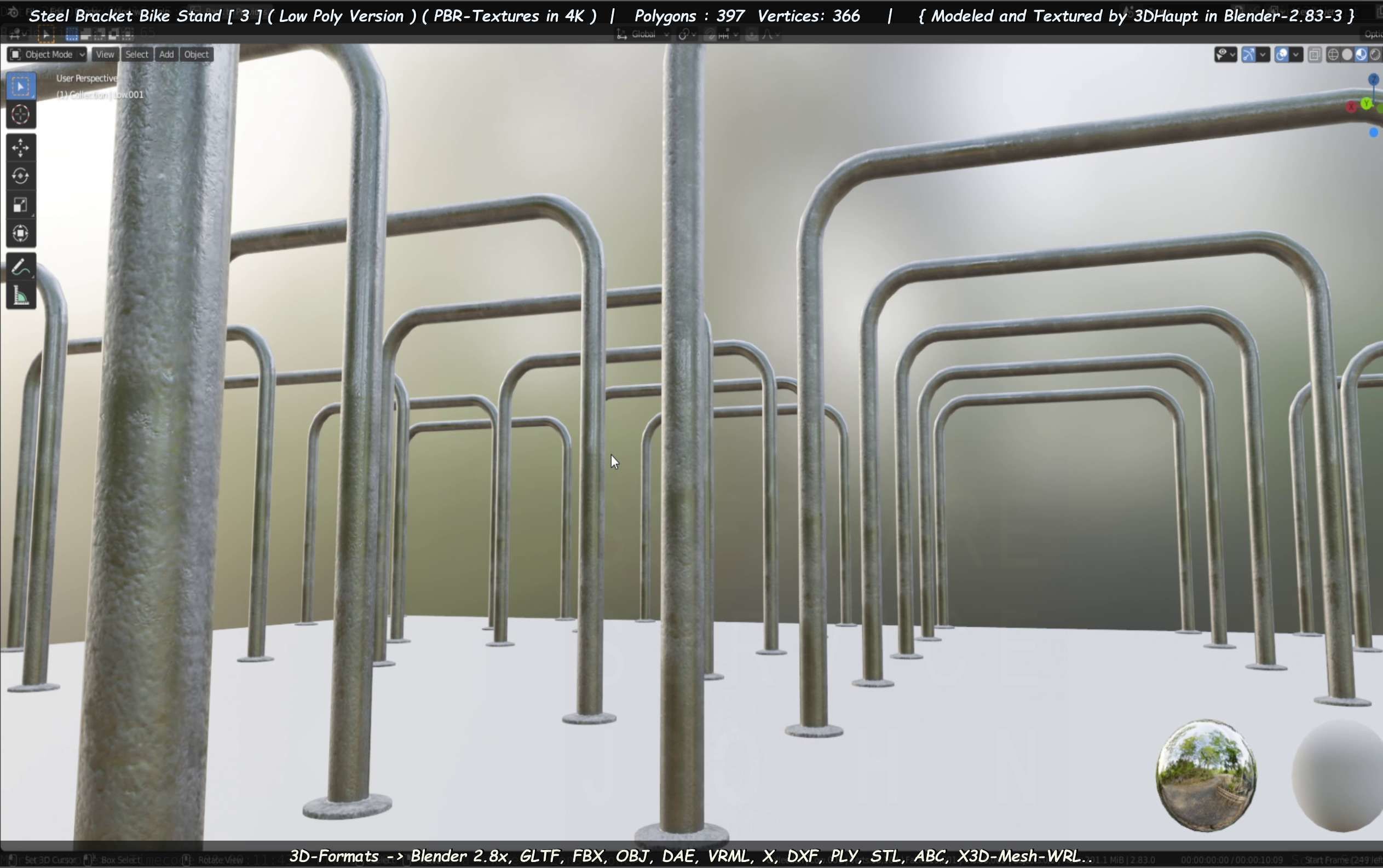 Steel Bracket Bike Stand -3- Low-Poly Version Low-poly 3D model_100