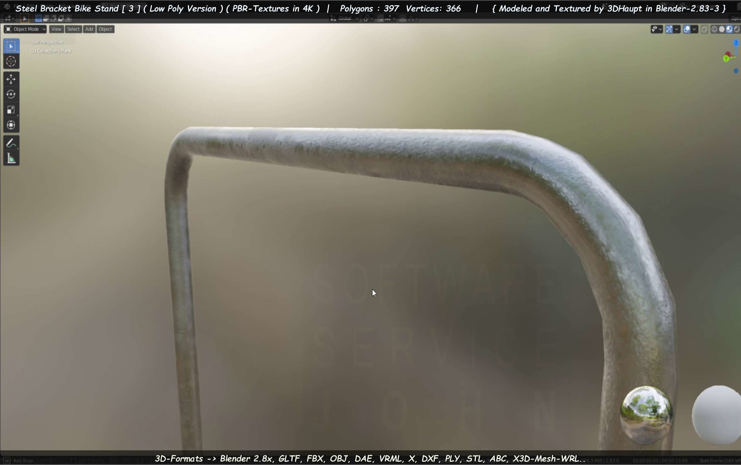 Steel Bracket Bike Stand -3- Low-Poly Version Low-poly 3D model_9