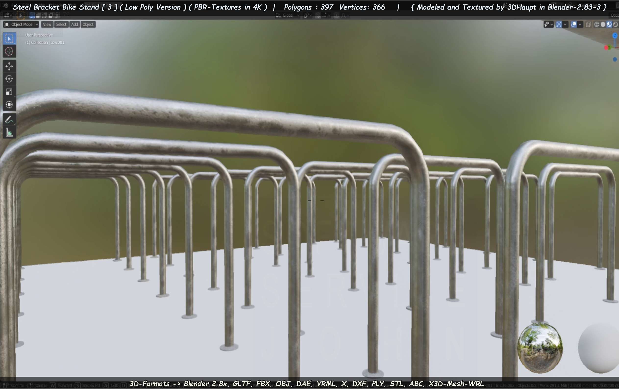 Steel Bracket Bike Stand -3- Low-Poly Version Low-poly 3D model_18