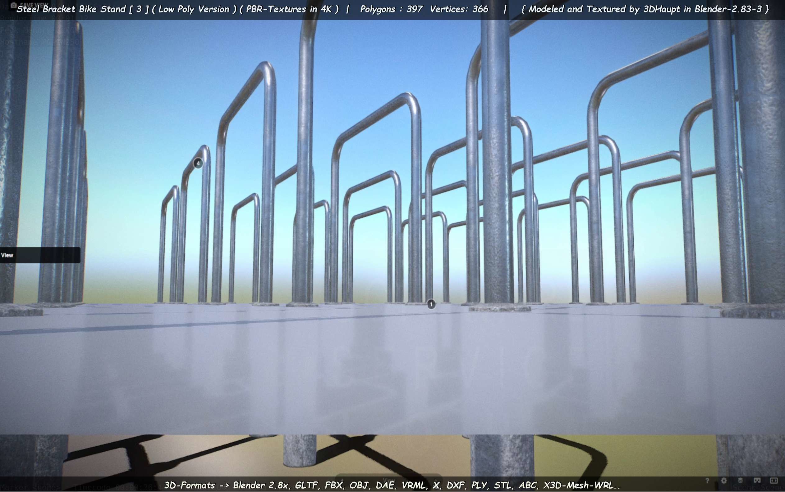 Steel Bracket Bike Stand -3- Low-Poly Version Low-poly 3D model_57