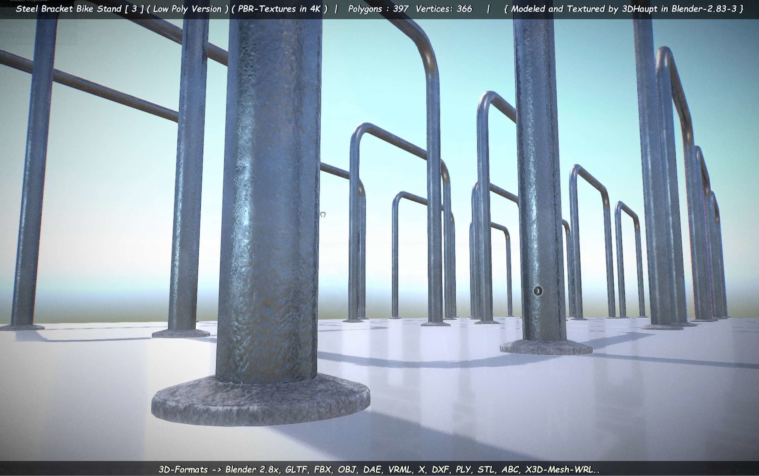 Steel Bracket Bike Stand -3- Low-Poly Version Low-poly 3D model_70