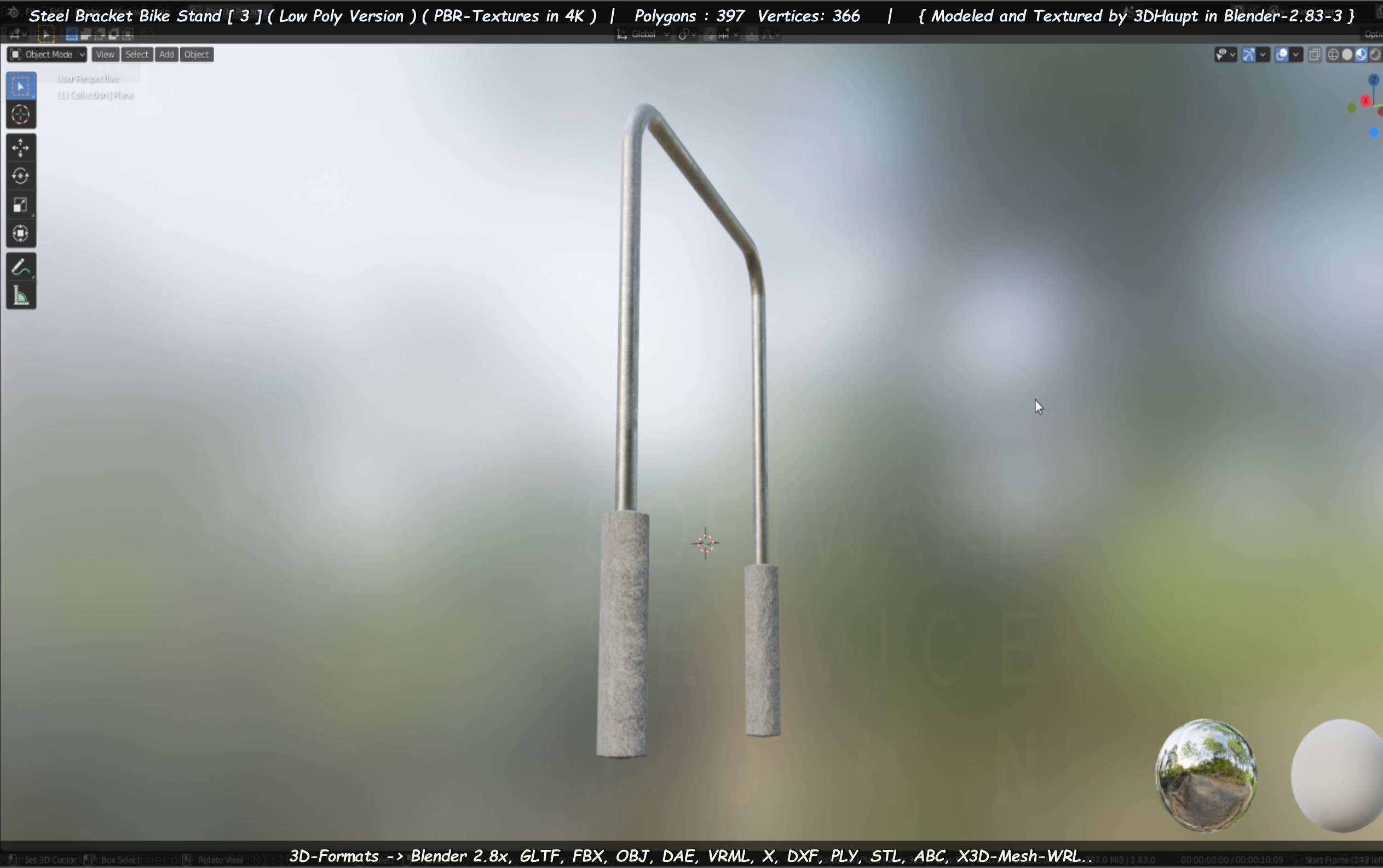 Steel Bracket Bike Stand -3- Low-Poly Version Low-poly 3D model_10