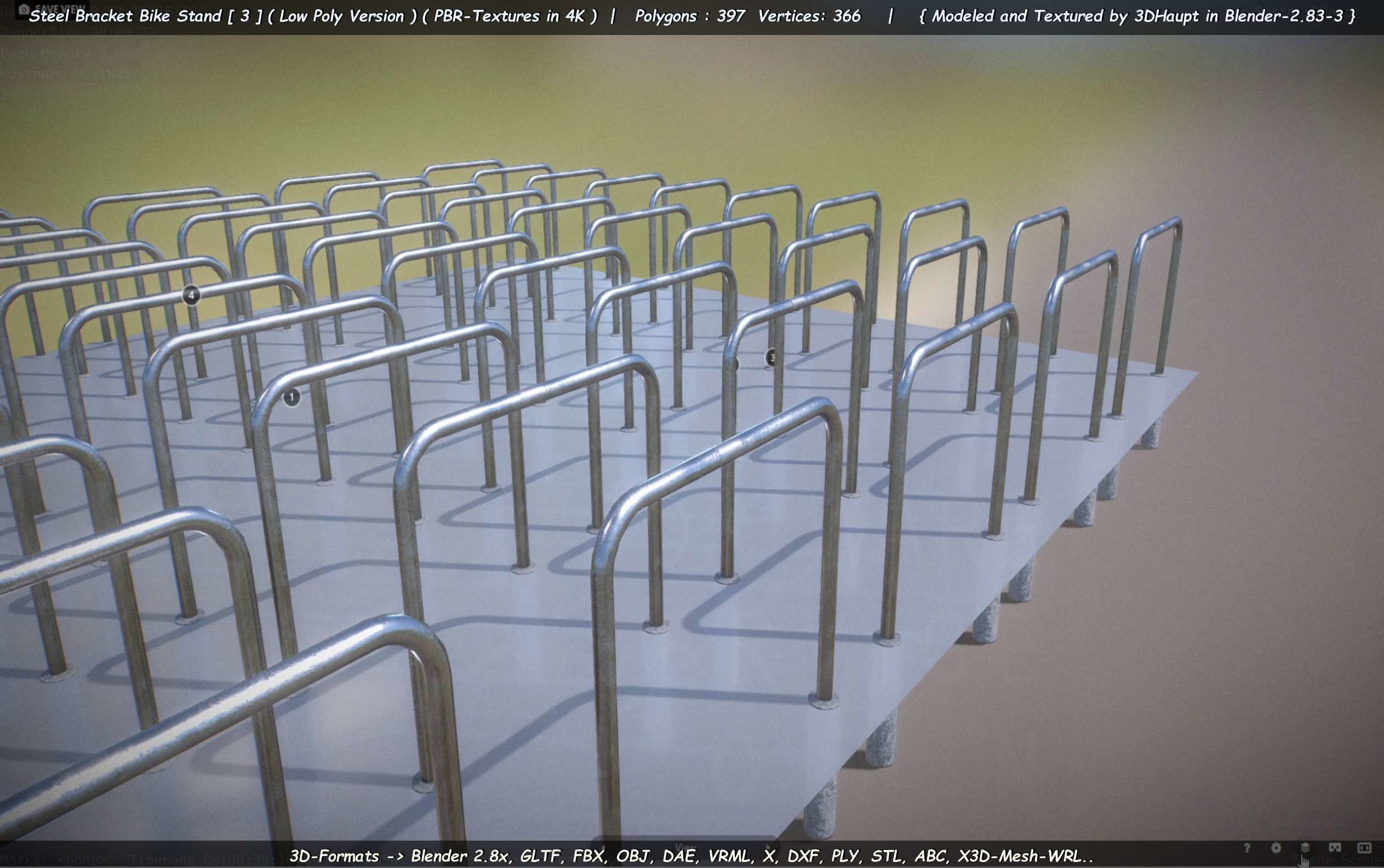 Steel Bracket Bike Stand -3- Low-Poly Version Low-poly 3D model_62