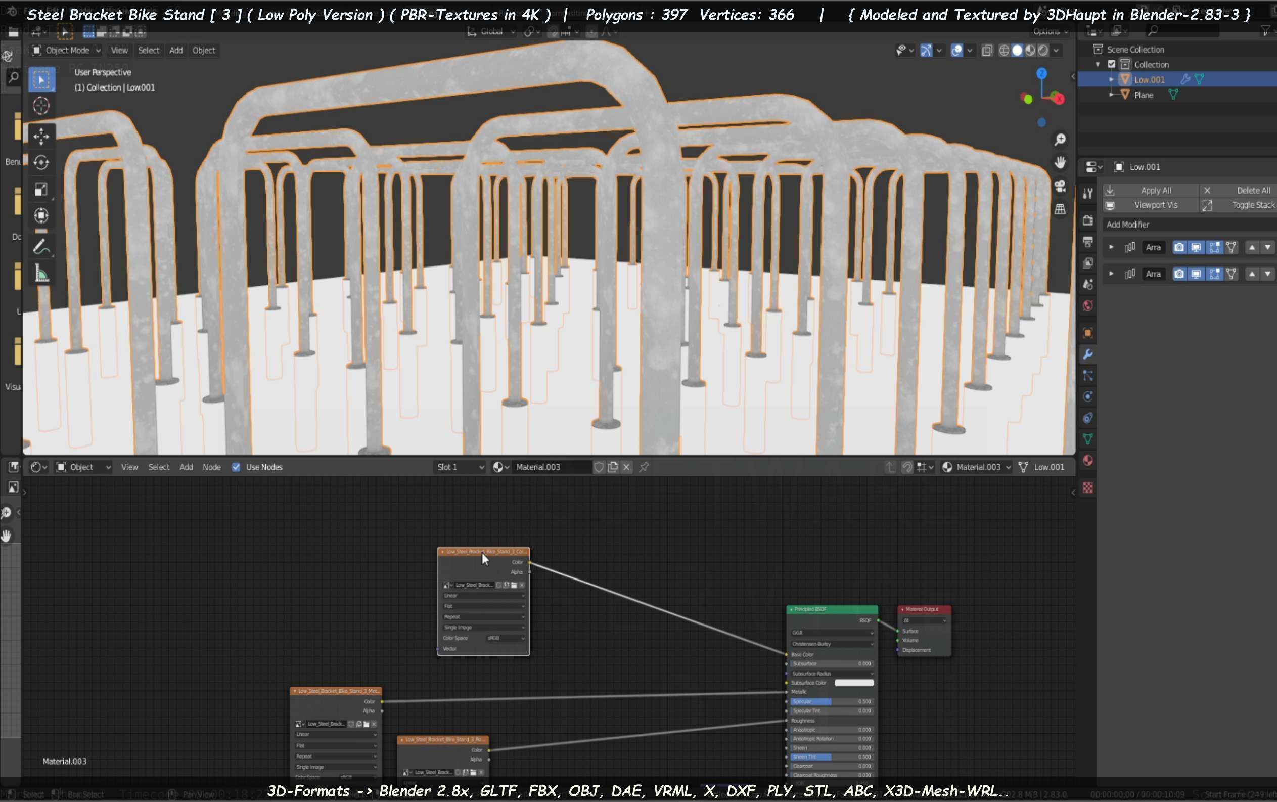 Steel Bracket Bike Stand -3- Low-Poly Version Low-poly 3D model_50