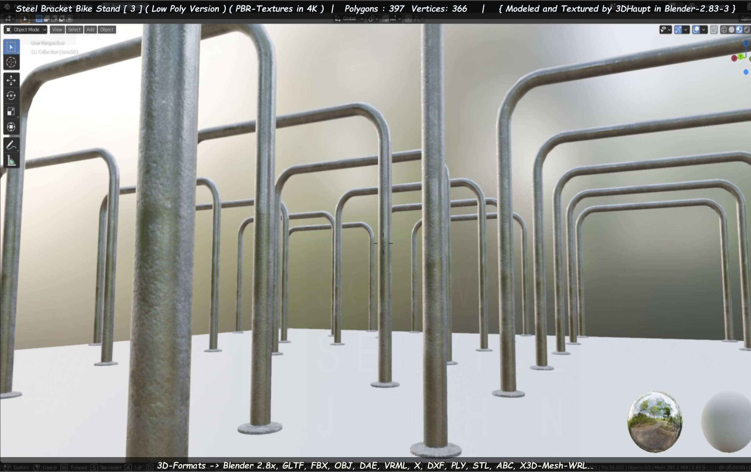 Steel Bracket Bike Stand -3- Low-Poly Version Low-poly 3D model_98