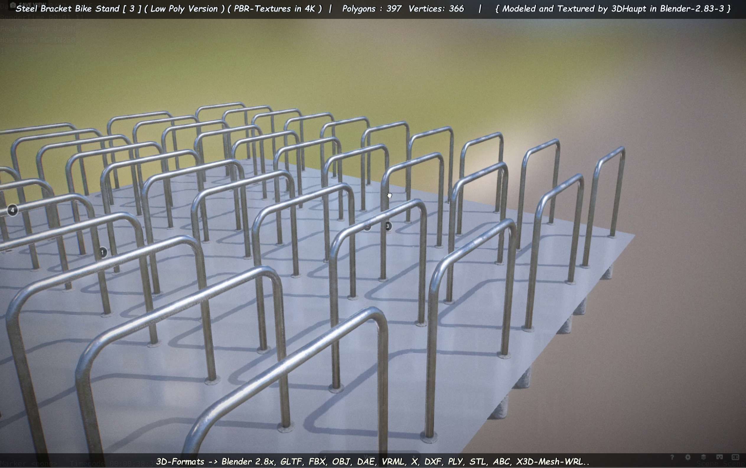 Steel Bracket Bike Stand -3- Low-Poly Version Low-poly 3D model_61