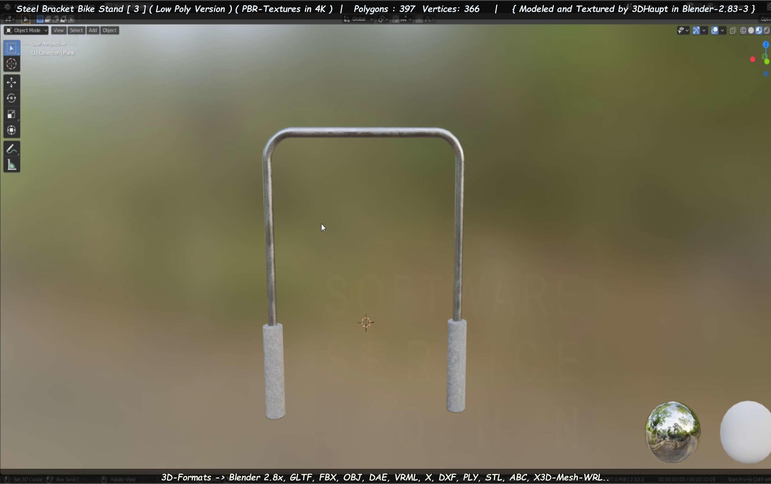 Steel Bracket Bike Stand -3- Low-Poly Version Low-poly 3D model_85