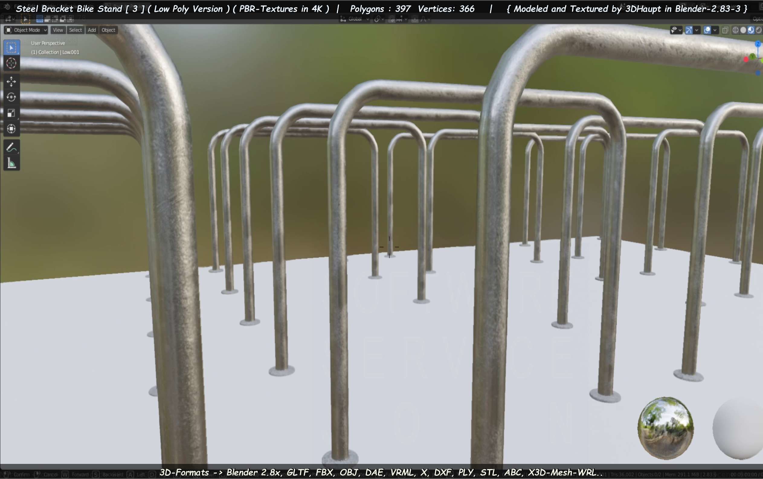 Steel Bracket Bike Stand -3- Low-Poly Version Low-poly 3D model_96