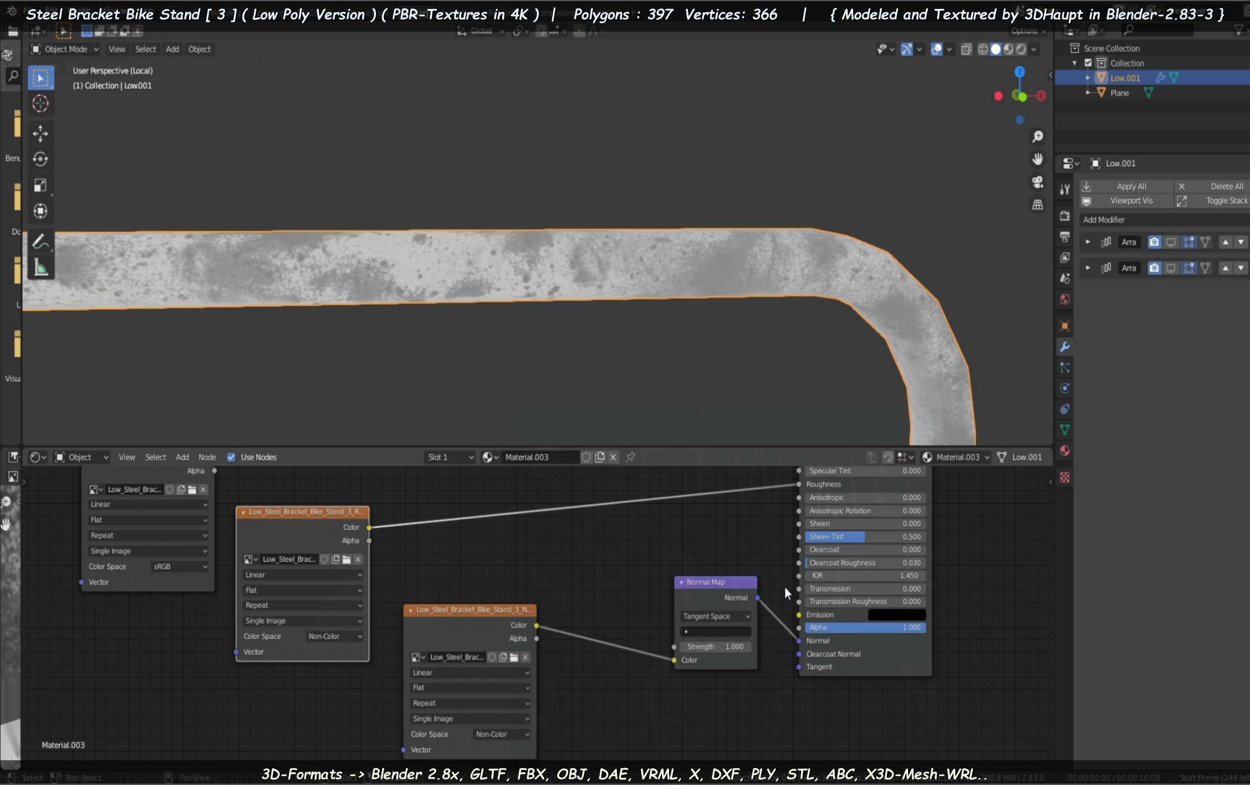 Steel Bracket Bike Stand -3- Low-Poly Version Low-poly 3D model_43