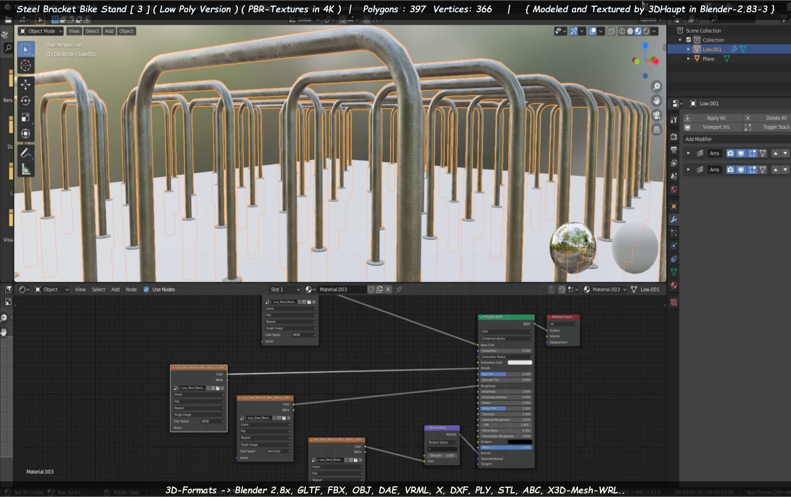 Steel Bracket Bike Stand -3- Low-Poly Version Low-poly 3D model_112