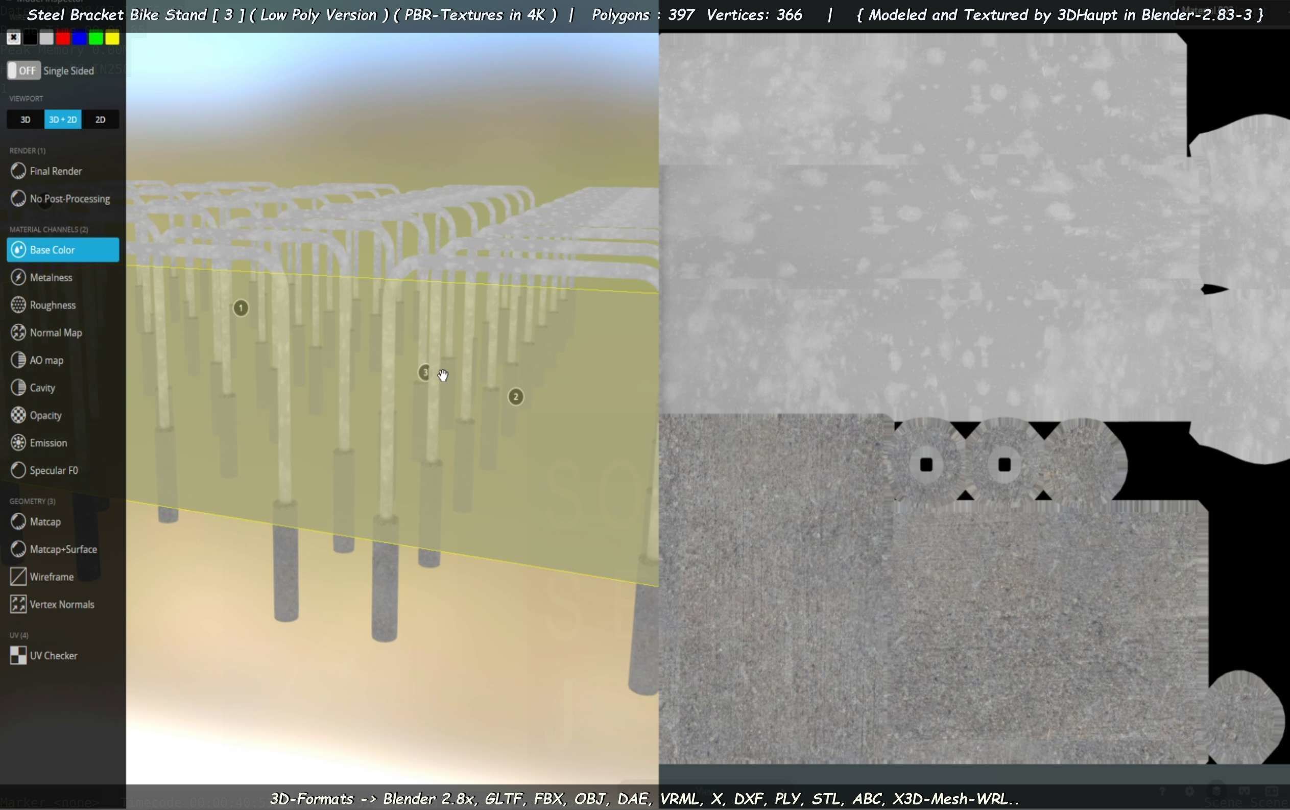 Steel Bracket Bike Stand -3- Low-Poly Version Low-poly 3D model_22