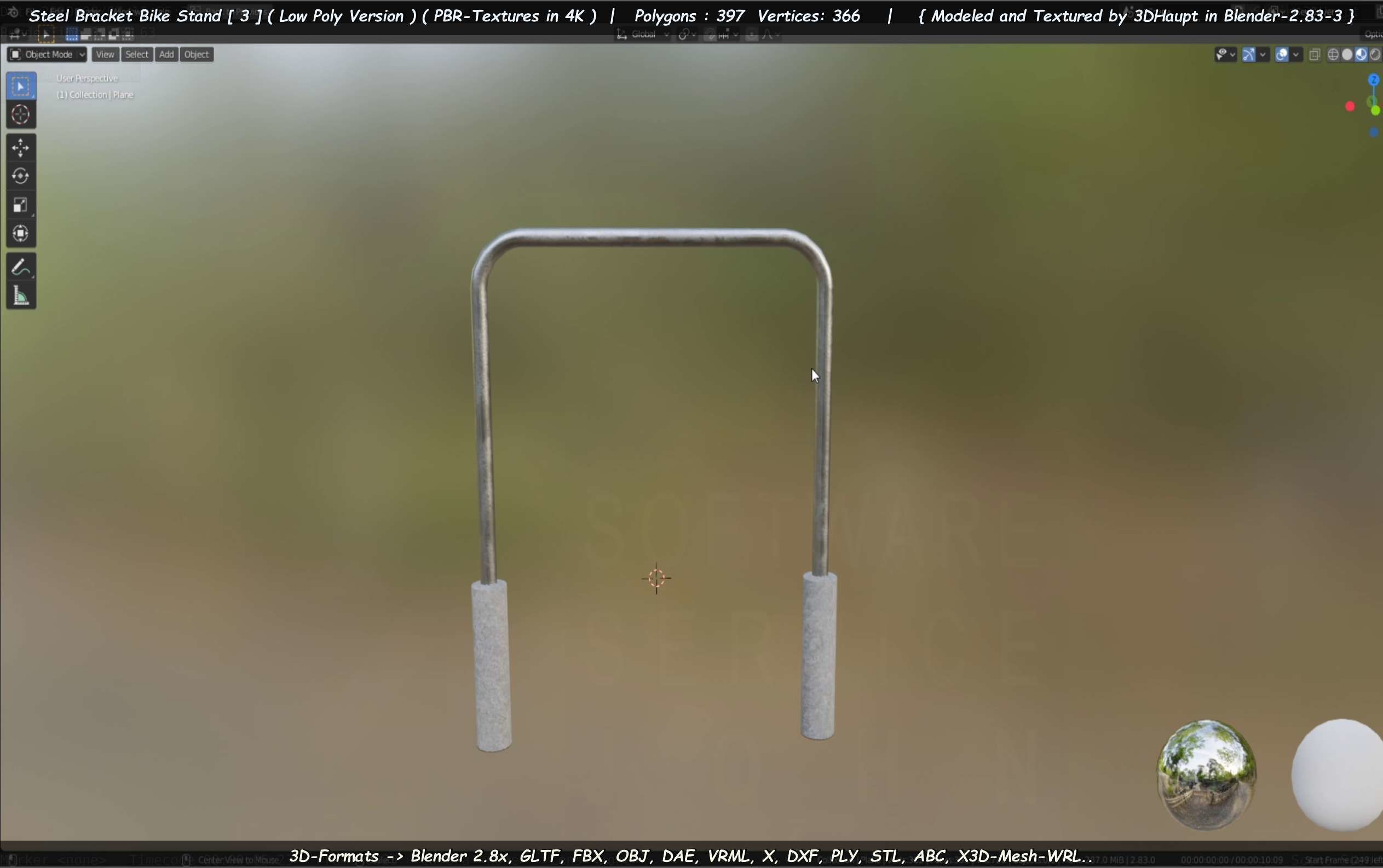 Steel Bracket Bike Stand -3- Low-Poly Version Low-poly 3D model_86