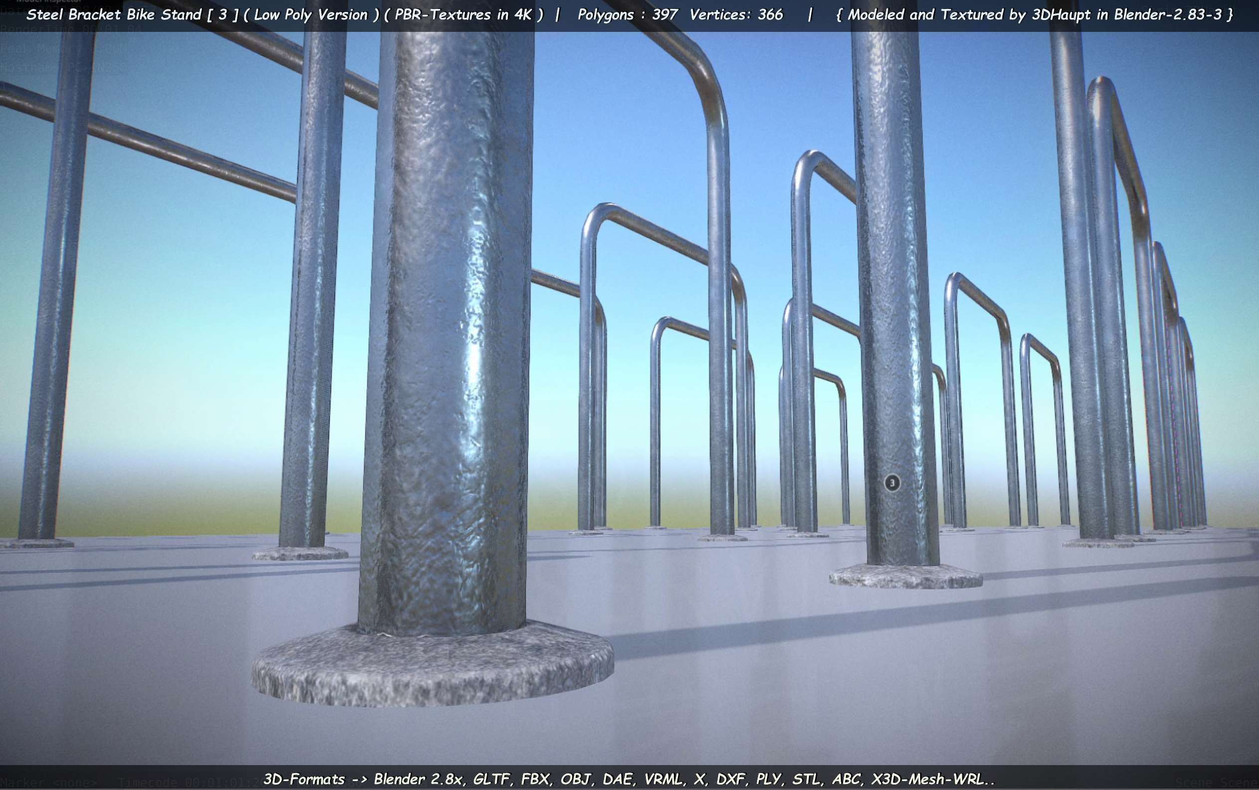 Steel Bracket Bike Stand -3- Low-Poly Version Low-poly 3D model_76