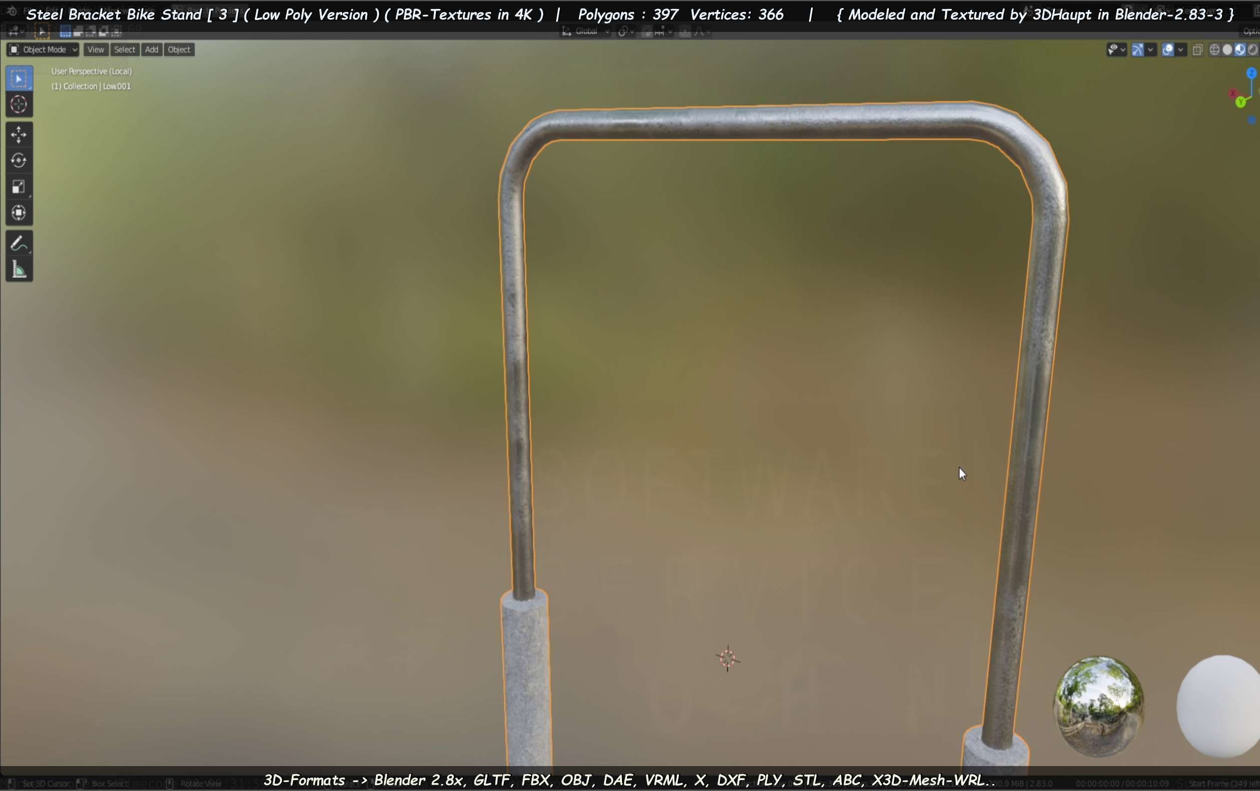 Steel Bracket Bike Stand -3- Low-Poly Version Low-poly 3D model_46