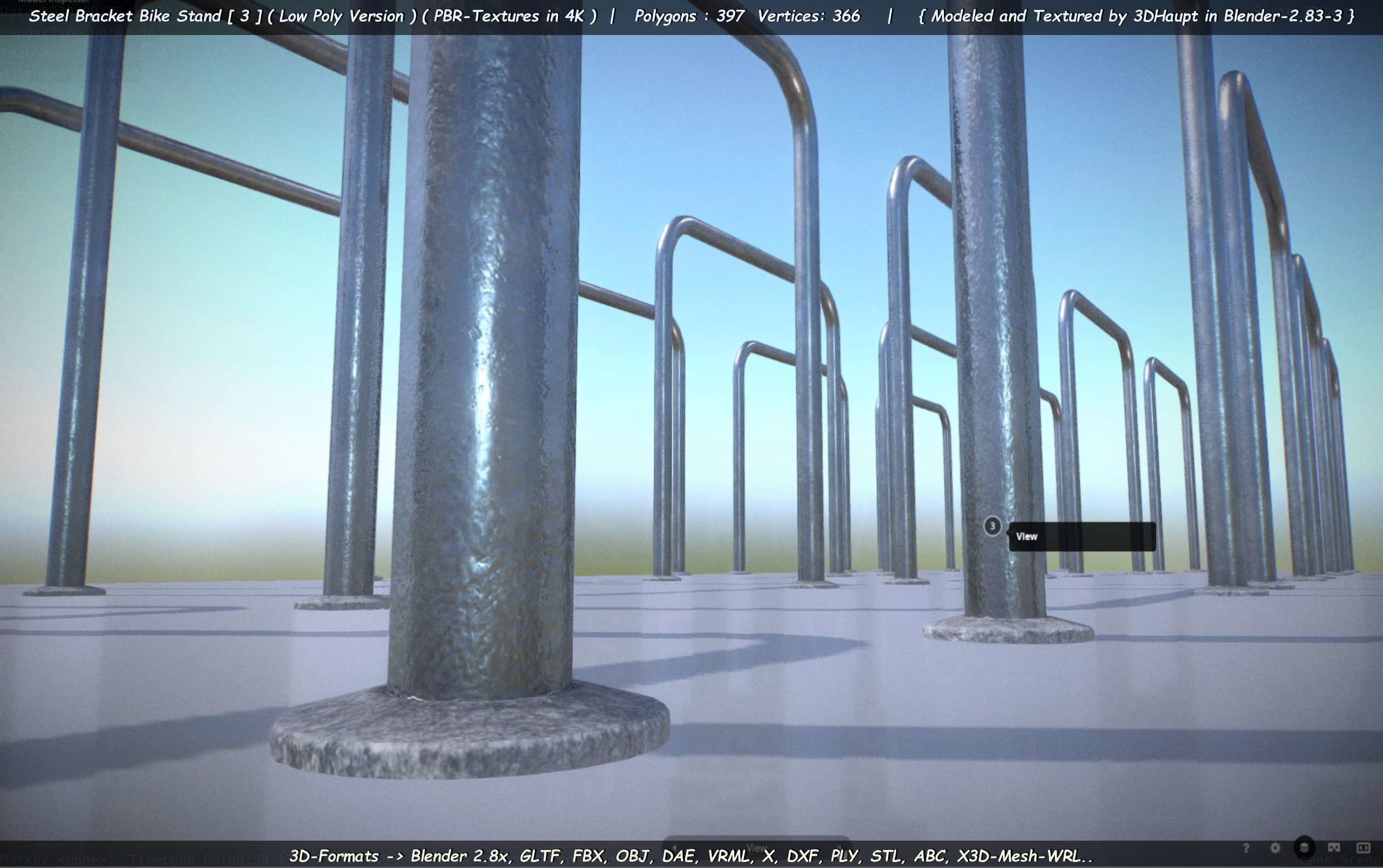 Steel Bracket Bike Stand -3- Low-Poly Version Low-poly 3D model_30