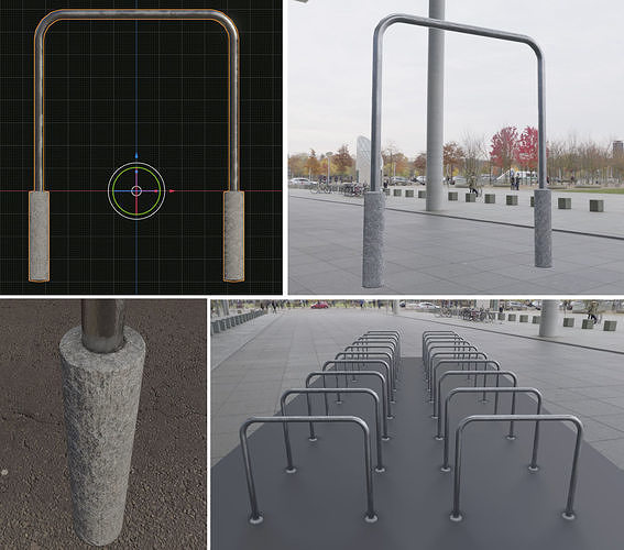 Steel Bracket Bike Stand -3- Low-Poly Version Low-poly 3D model