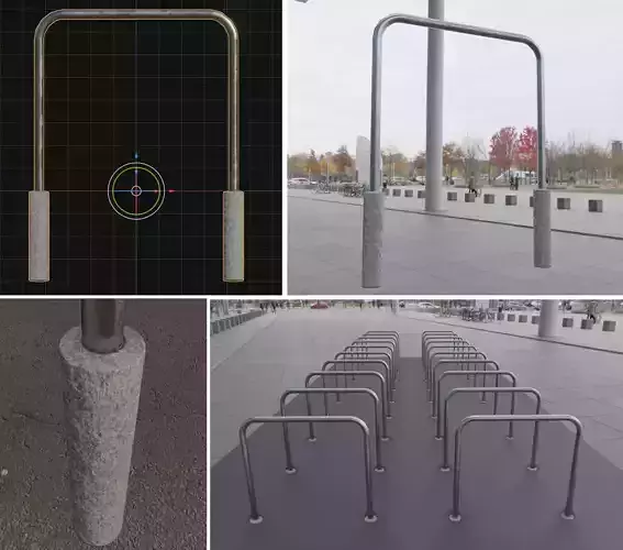 Steel Bracket Bike Stand -3- Low-Poly Version Low-poly 3D model
