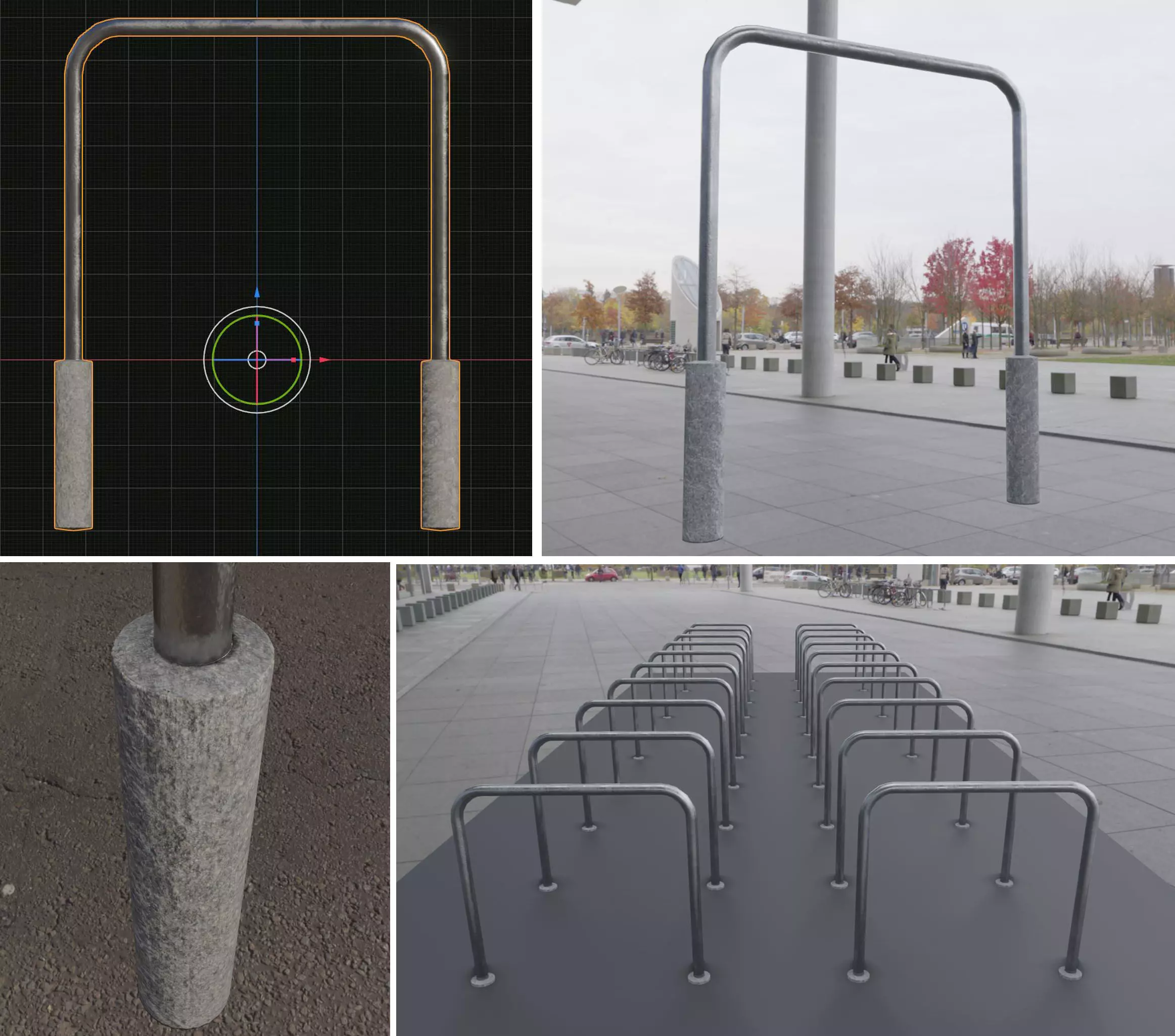 Steel Bracket Bike Stand -3- Low-Poly Version Low-poly 3D model_0