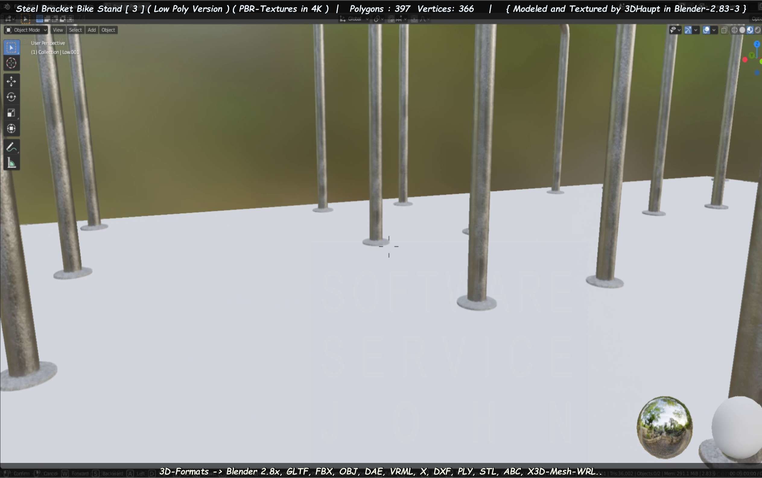 Steel Bracket Bike Stand -3- Low-Poly Version Low-poly 3D model_97