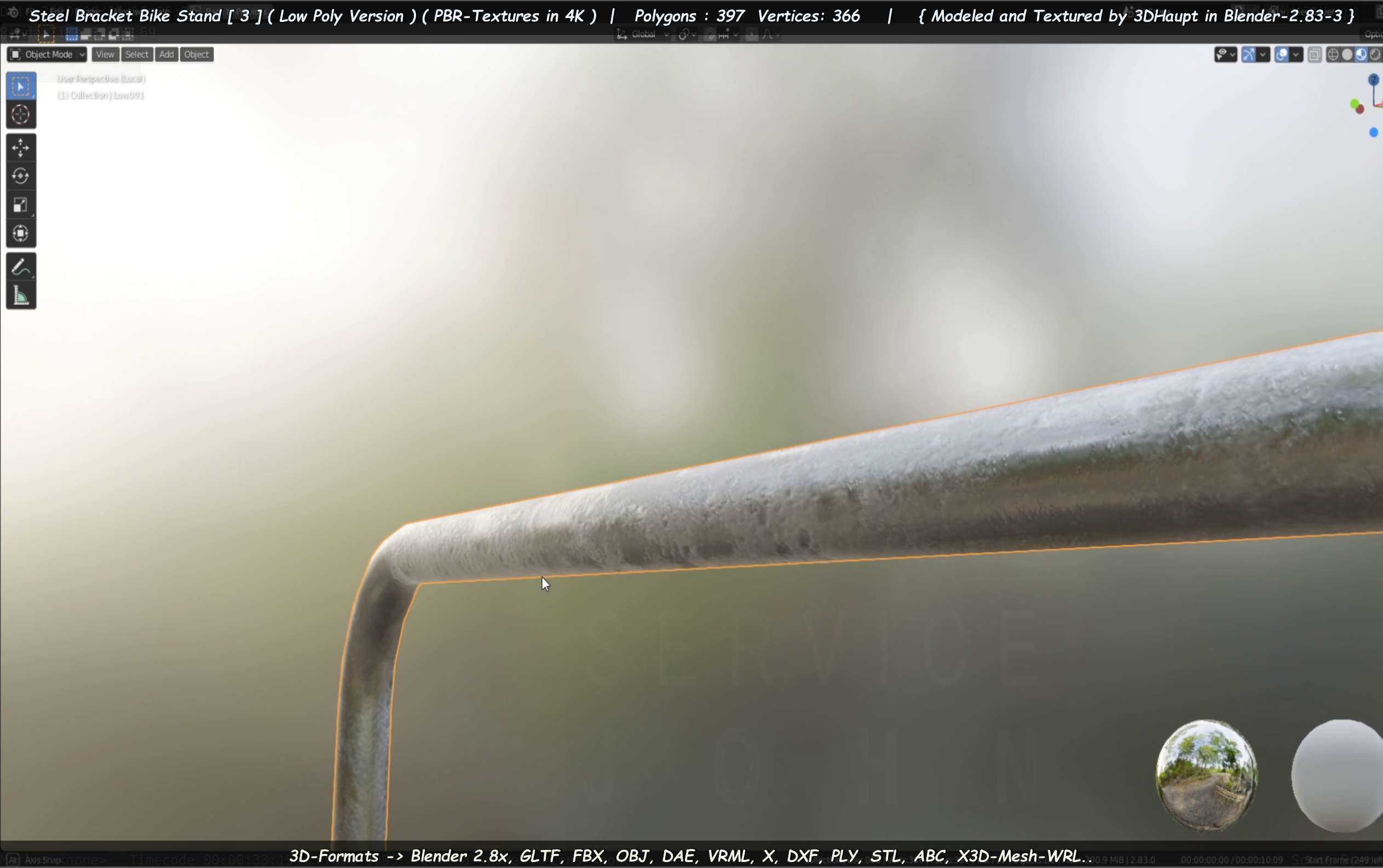 Steel Bracket Bike Stand -3- Low-Poly Version Low-poly 3D model_28