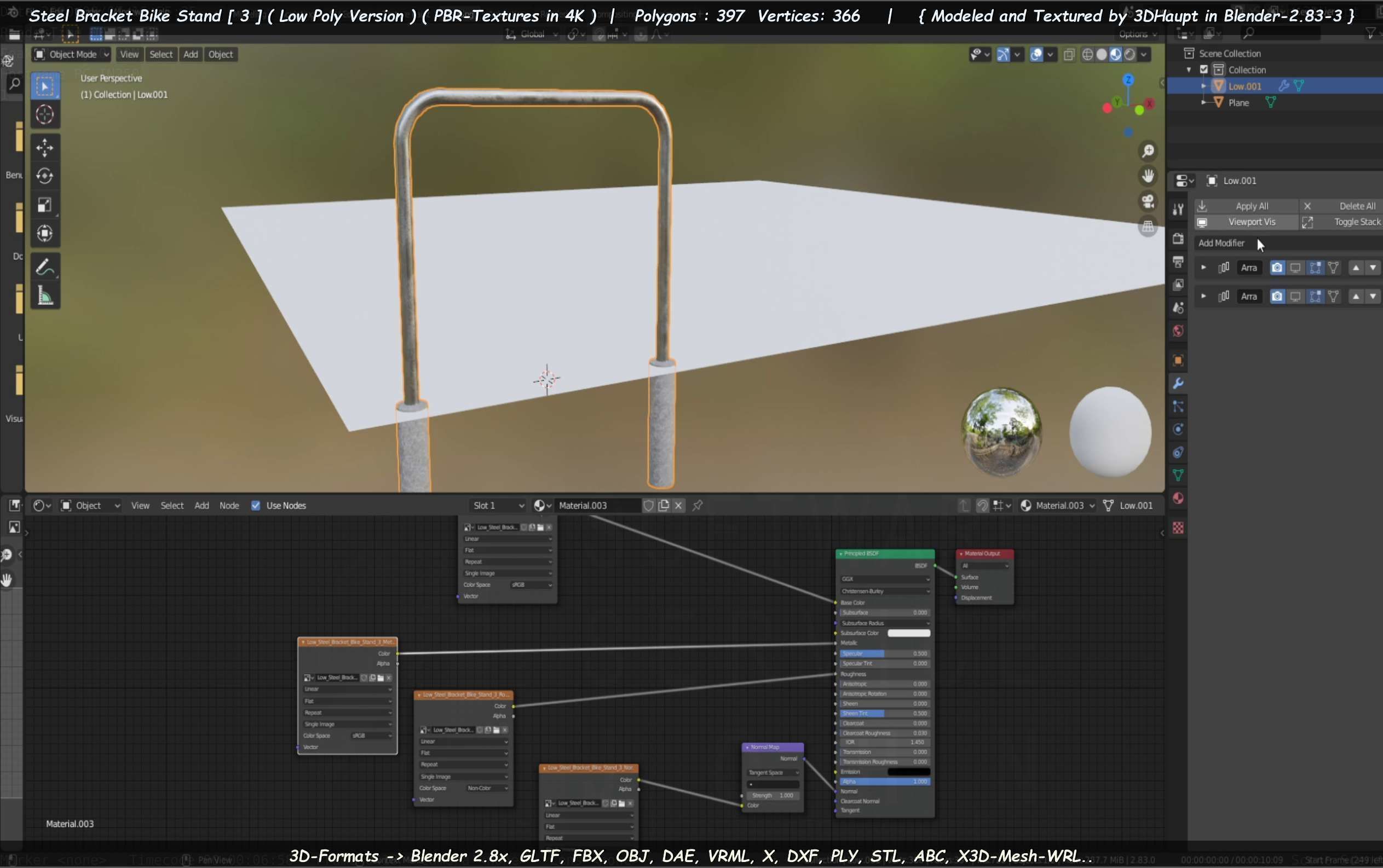 Steel Bracket Bike Stand -3- Low-Poly Version Low-poly 3D model_38