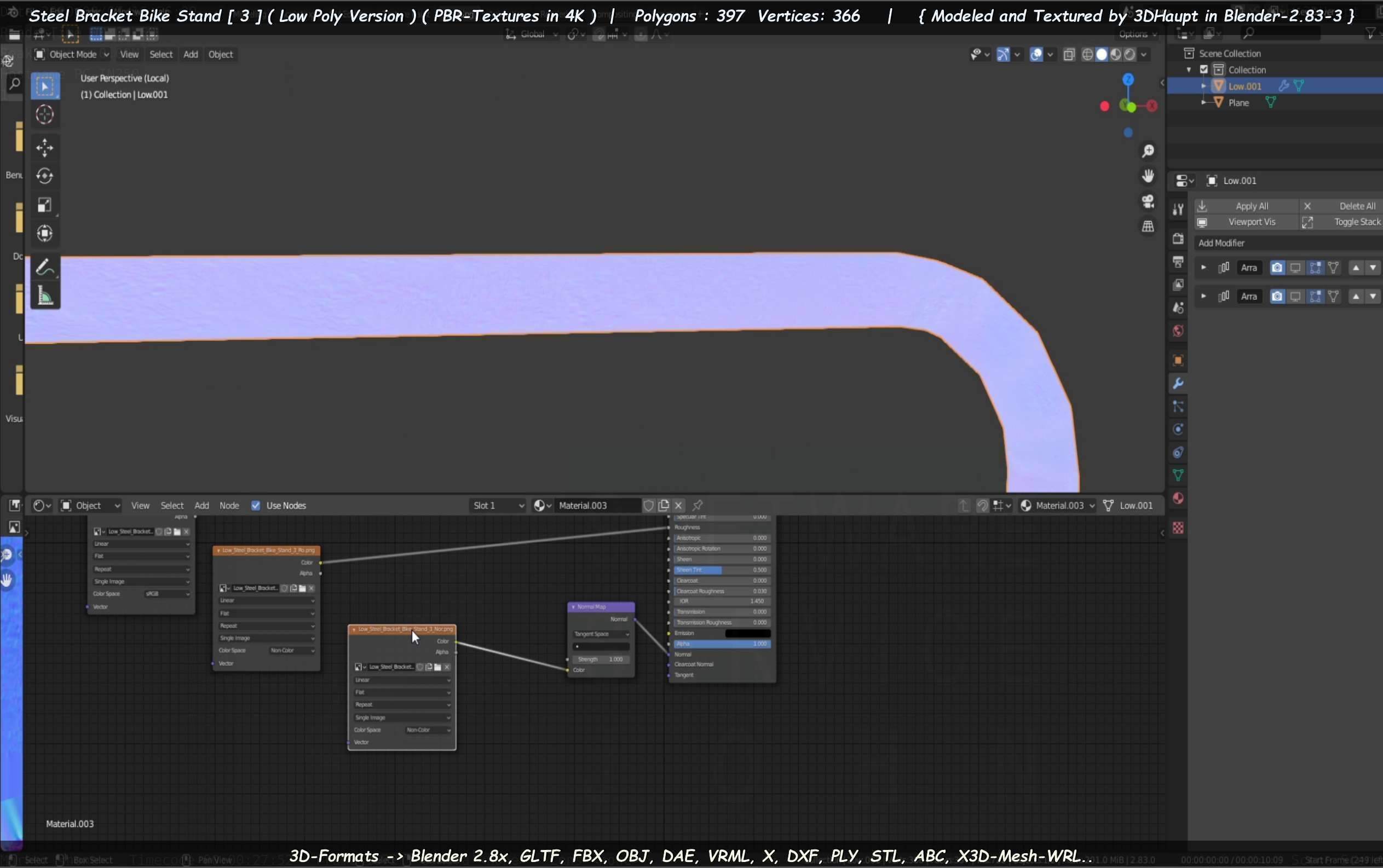 Steel Bracket Bike Stand -3- Low-Poly Version Low-poly 3D model_44