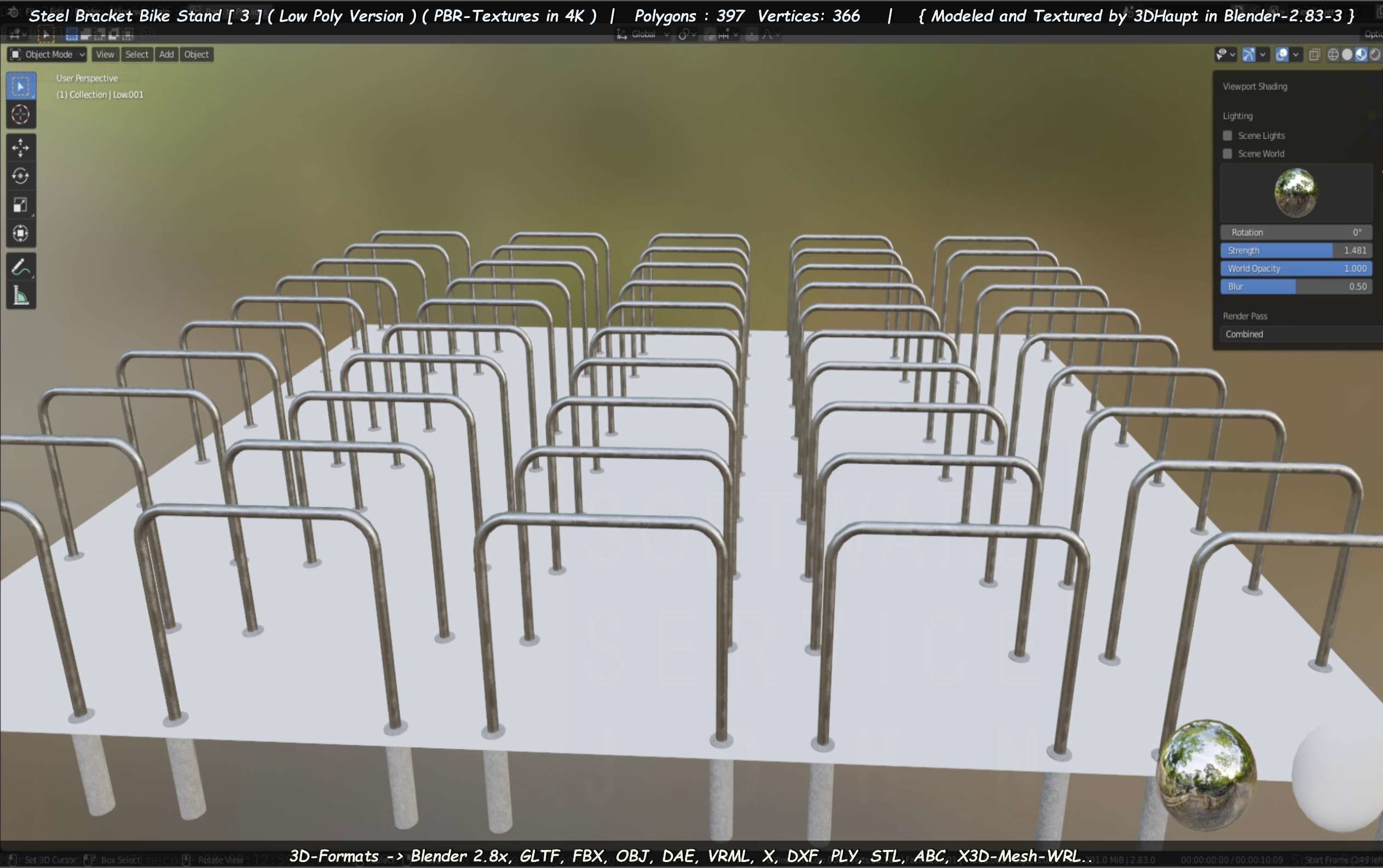 Steel Bracket Bike Stand -3- Low-Poly Version Low-poly 3D model_104