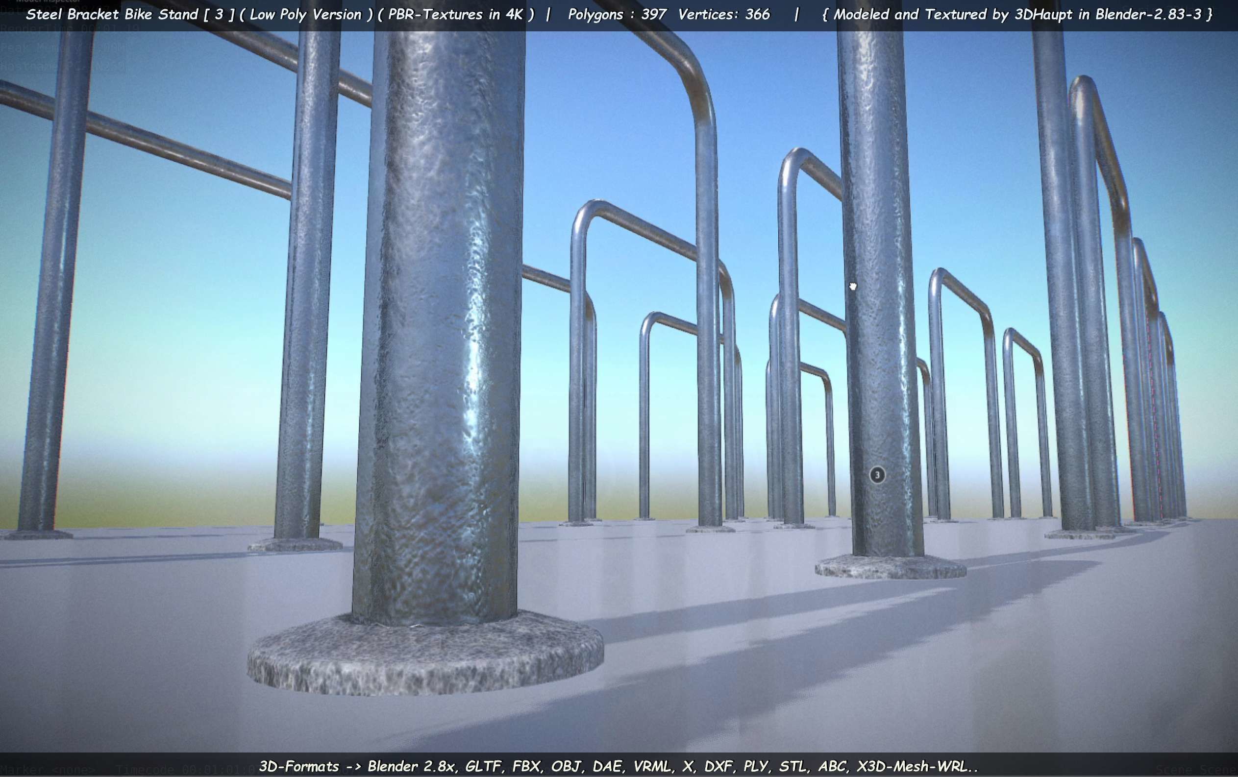 Steel Bracket Bike Stand -3- Low-Poly Version Low-poly 3D model_72