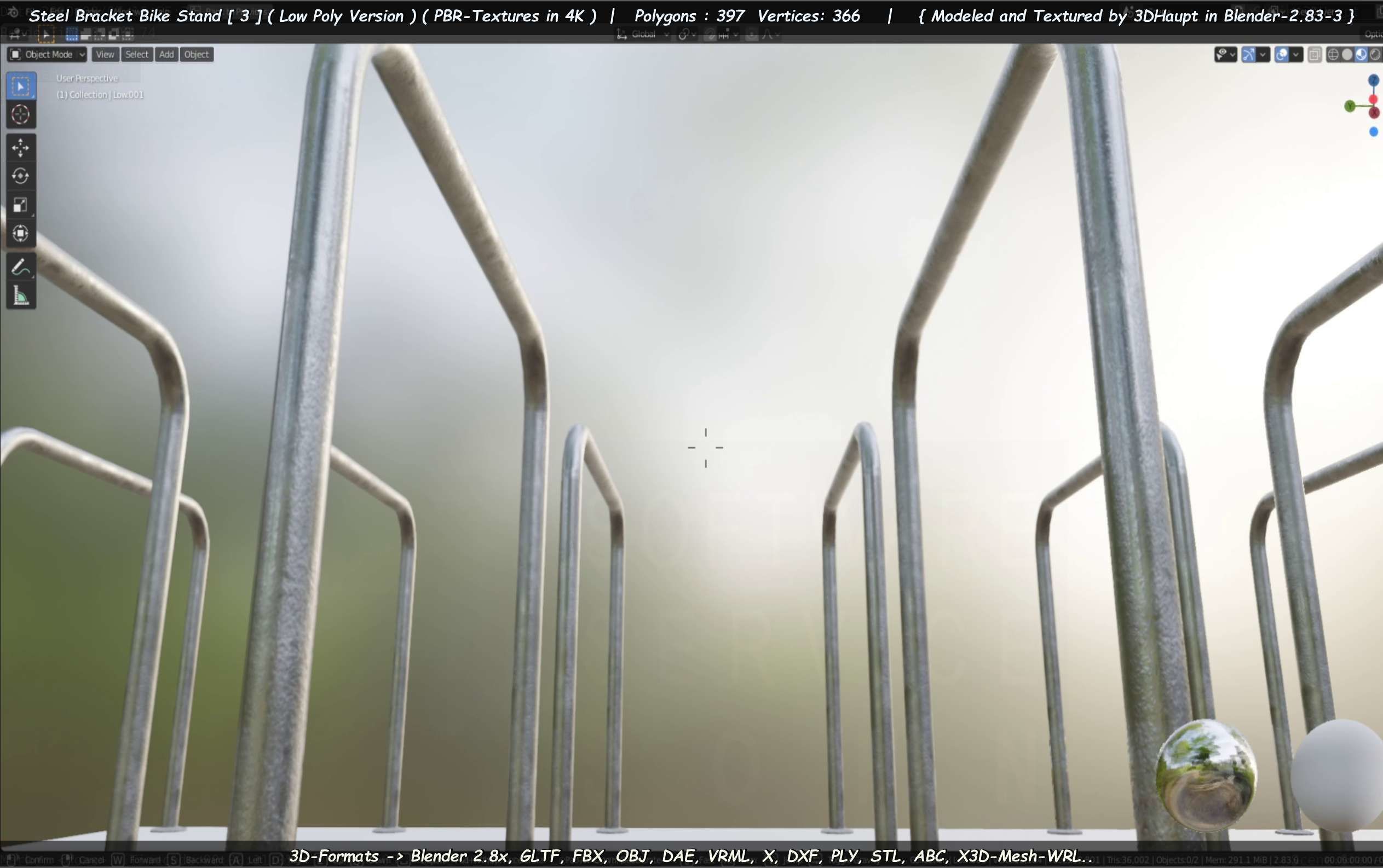 Steel Bracket Bike Stand -3- Low-Poly Version Low-poly 3D model_99