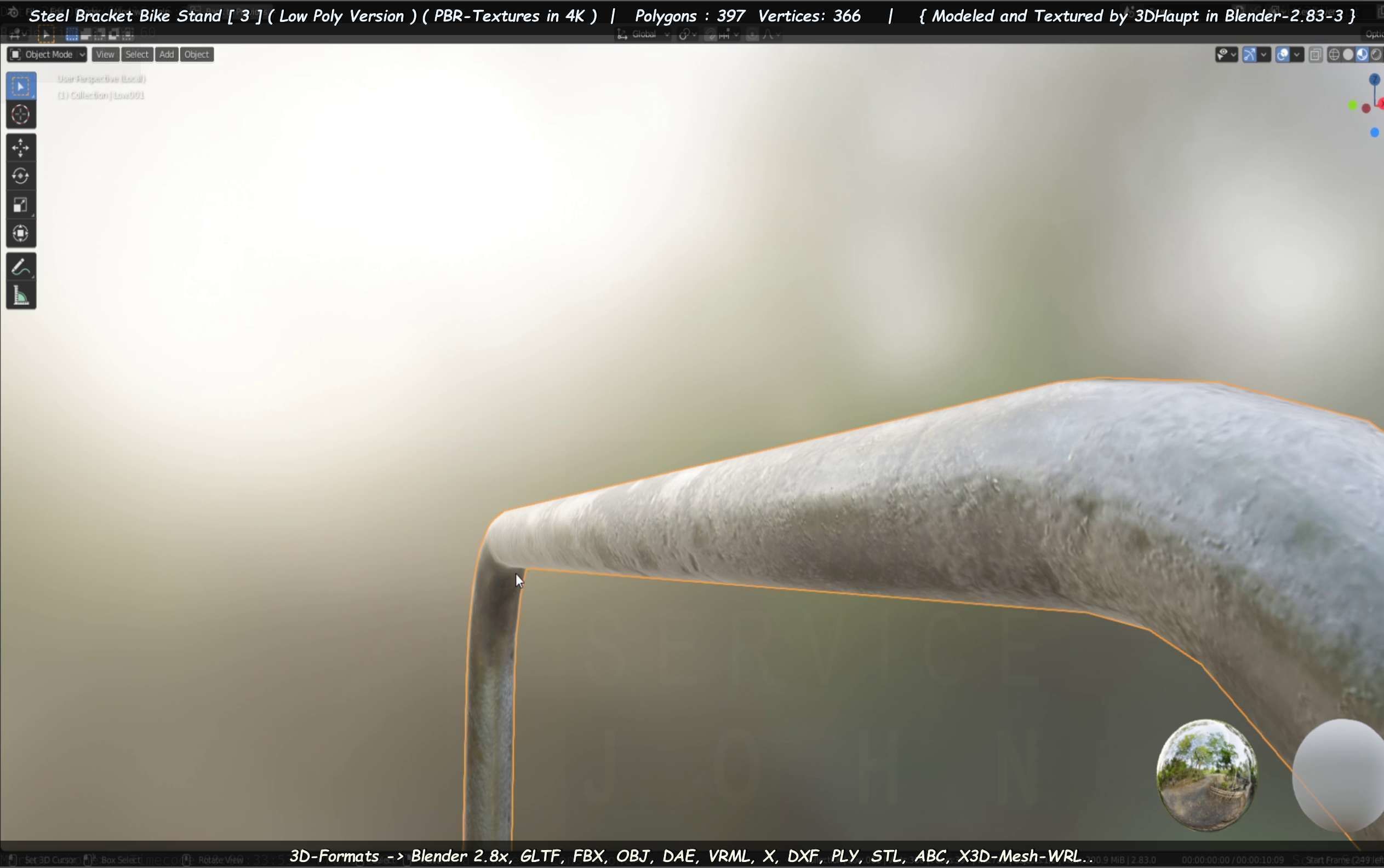 Steel Bracket Bike Stand -3- Low-Poly Version Low-poly 3D model_54