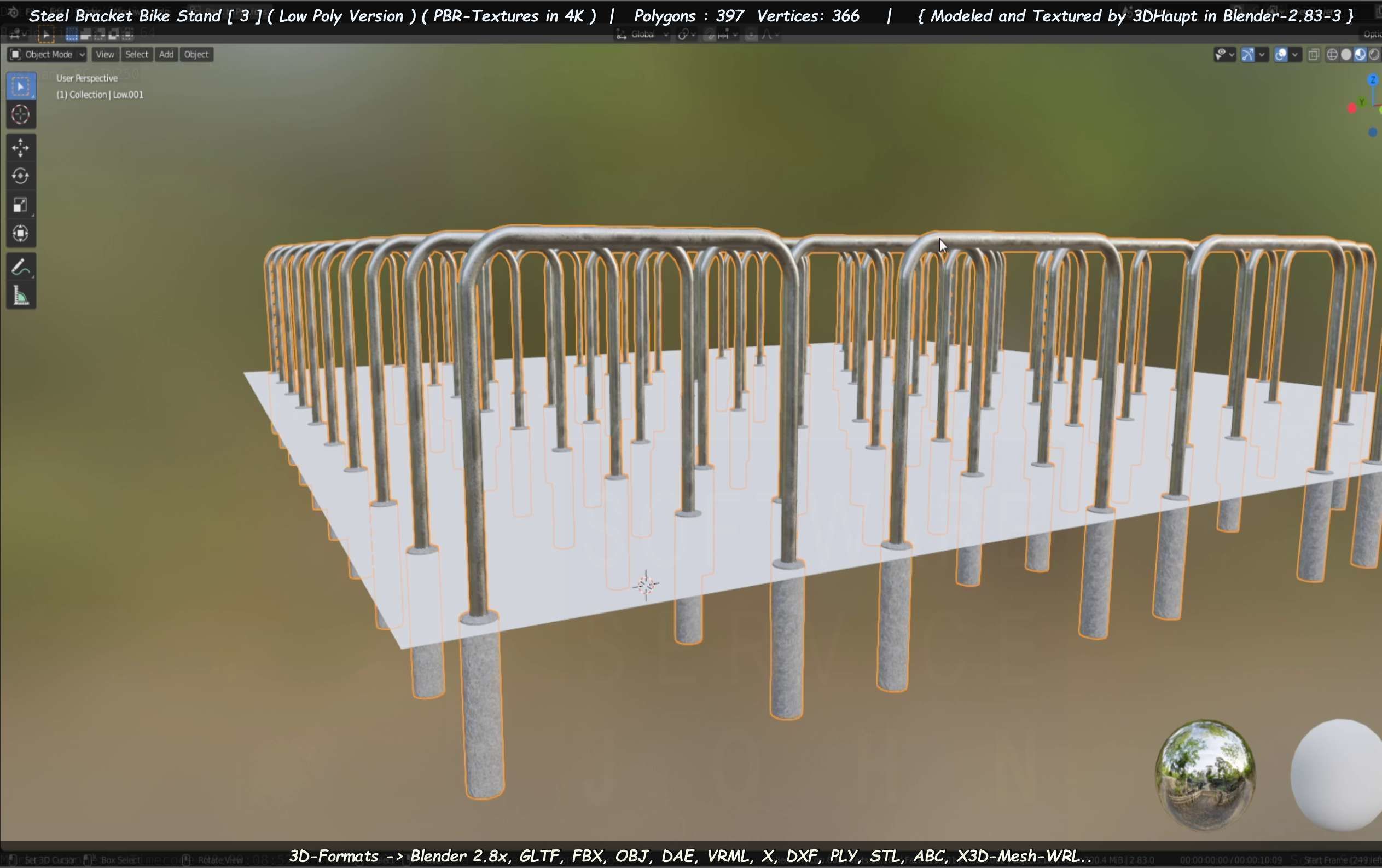 Steel Bracket Bike Stand -3- Low-Poly Version Low-poly 3D model_92