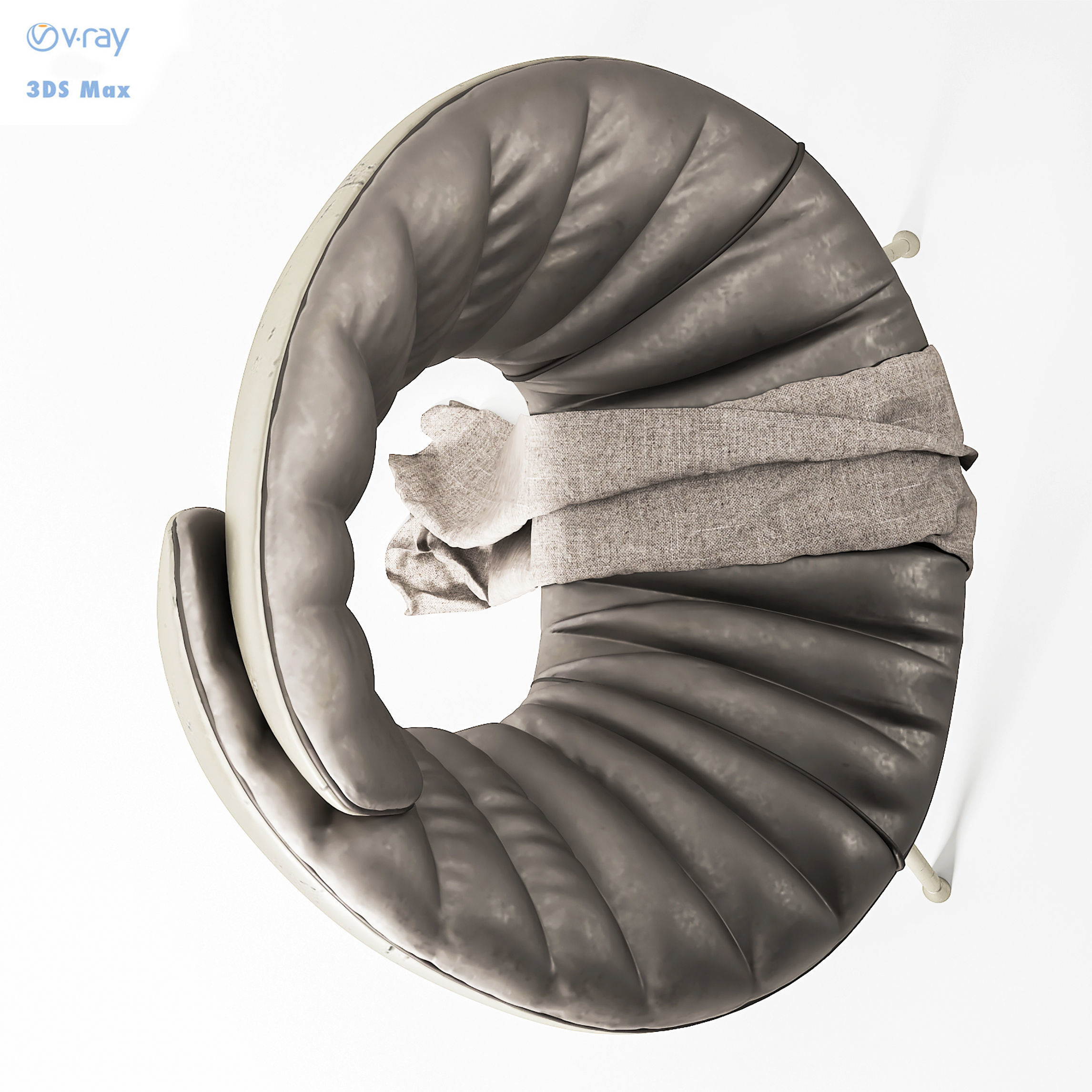 fabric chair c49 Low-poly 3D model_3