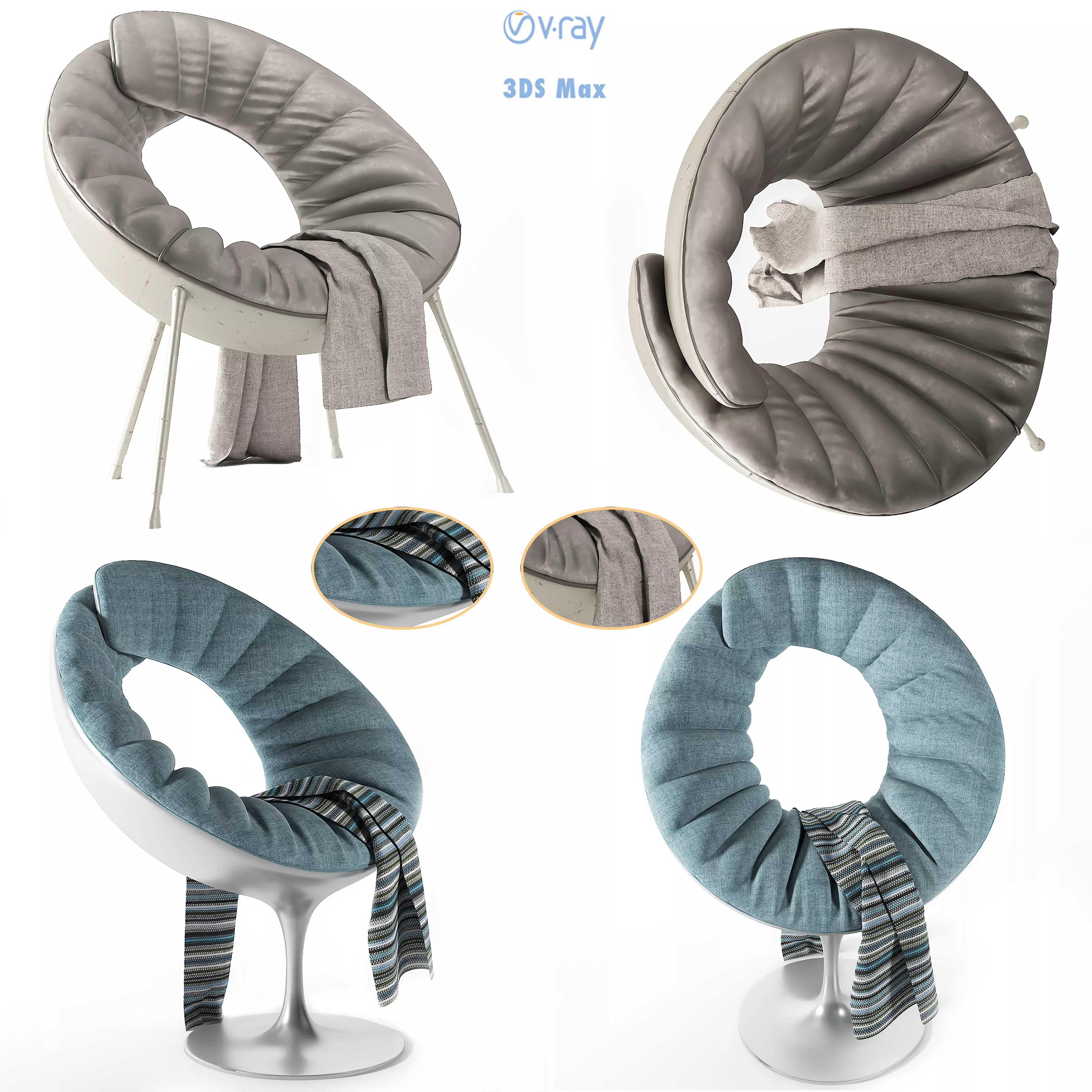 fabric chair c49 Low-poly 3D model_0