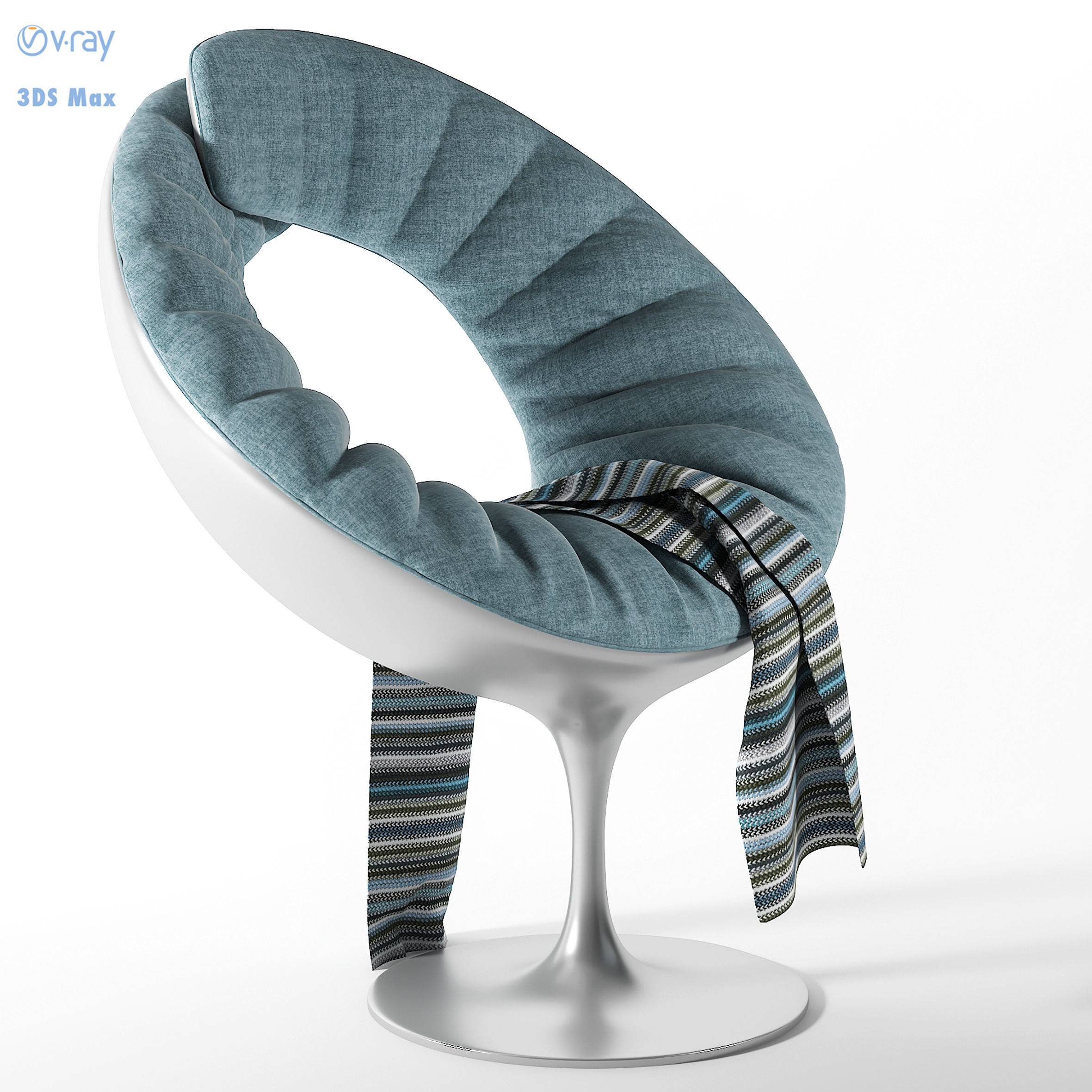 fabric chair c49 Low-poly 3D model_1